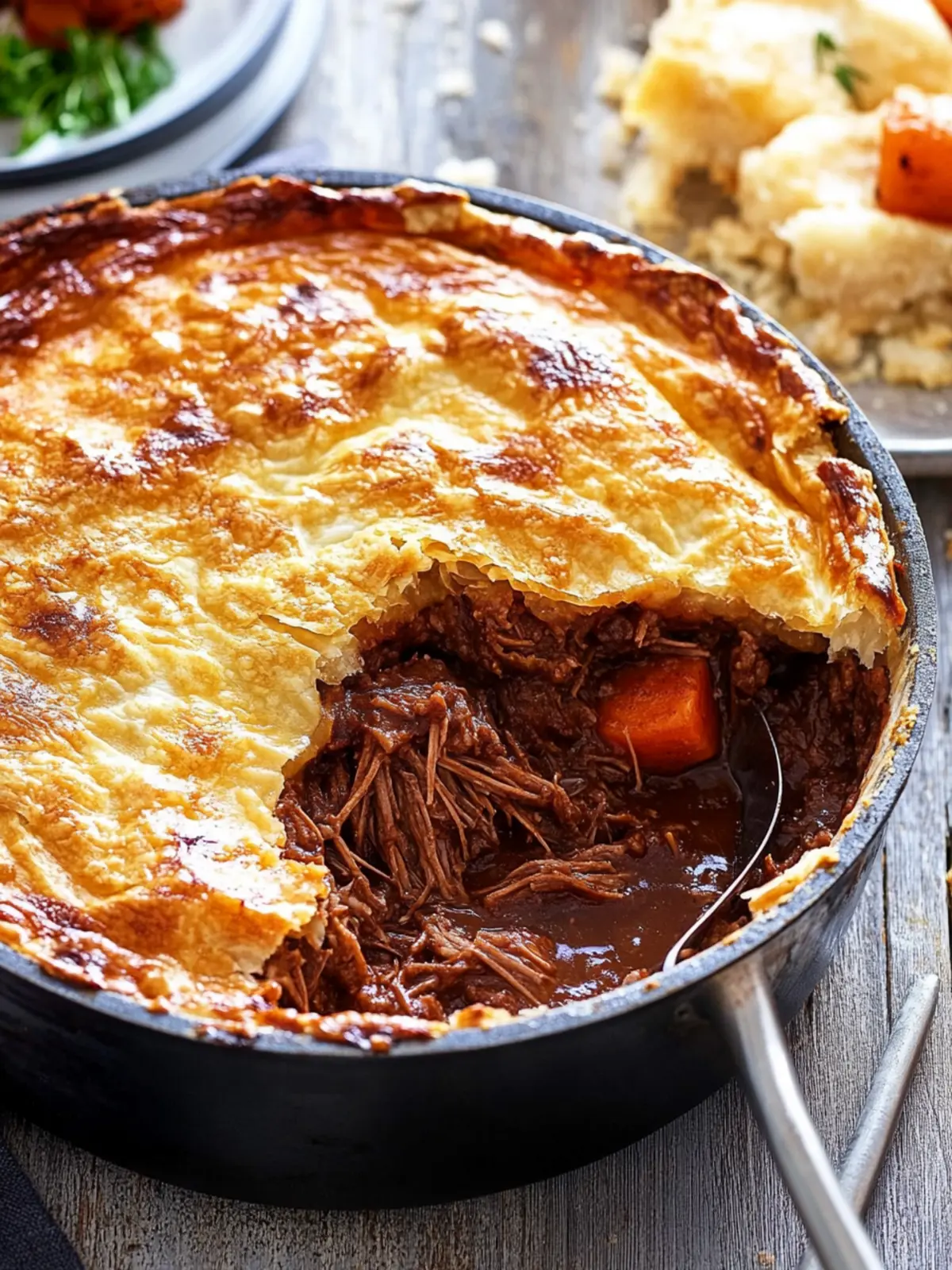 One Pot Pulled Beef Brisket Pie