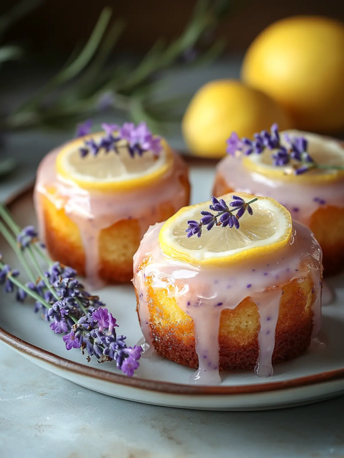 Delicious Mini Lemon Cakes with Lavender Glaze for Your Tea Party 4 Mini Lemon Cakes With Lavender Glaze