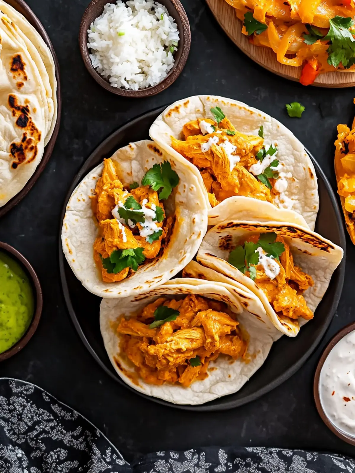 Slow Cooker Butter Chicken Naan Tacos