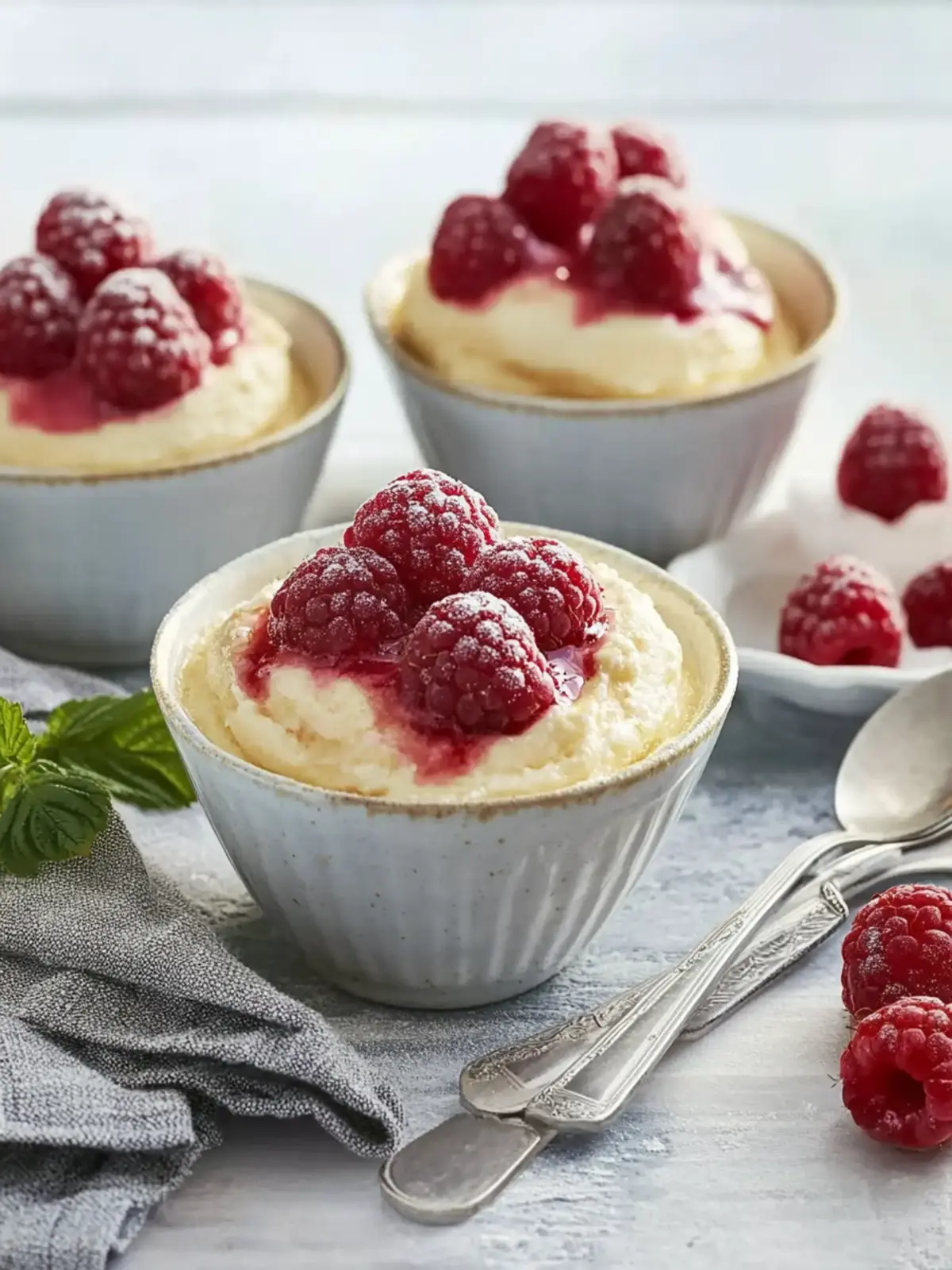 Baked Ricotta And Raspberry Puddings