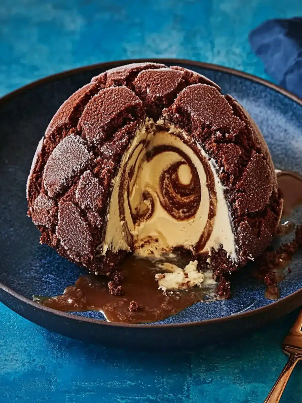 Chocolate and salted caramel ice cream bombe