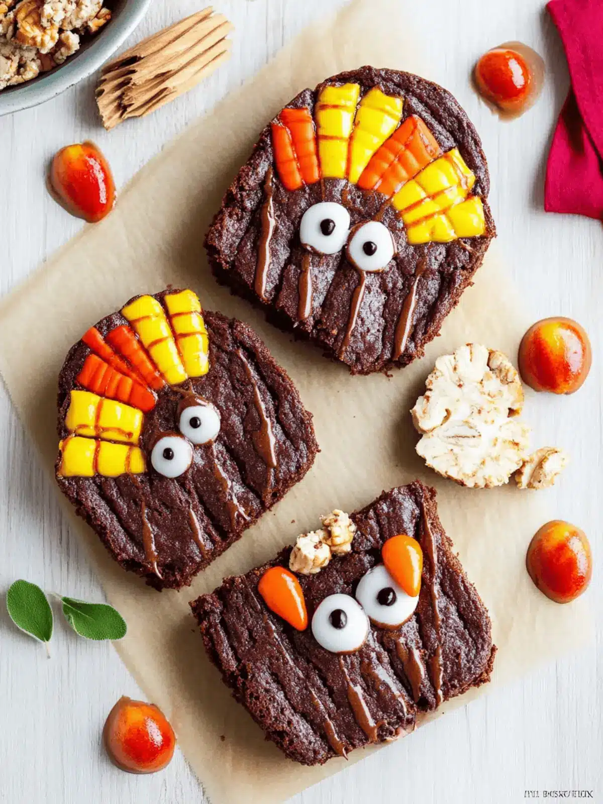 Turkey Brownies: Fun No-Bake Treats for Thanksgiving Joy 4 Turkey Brownies