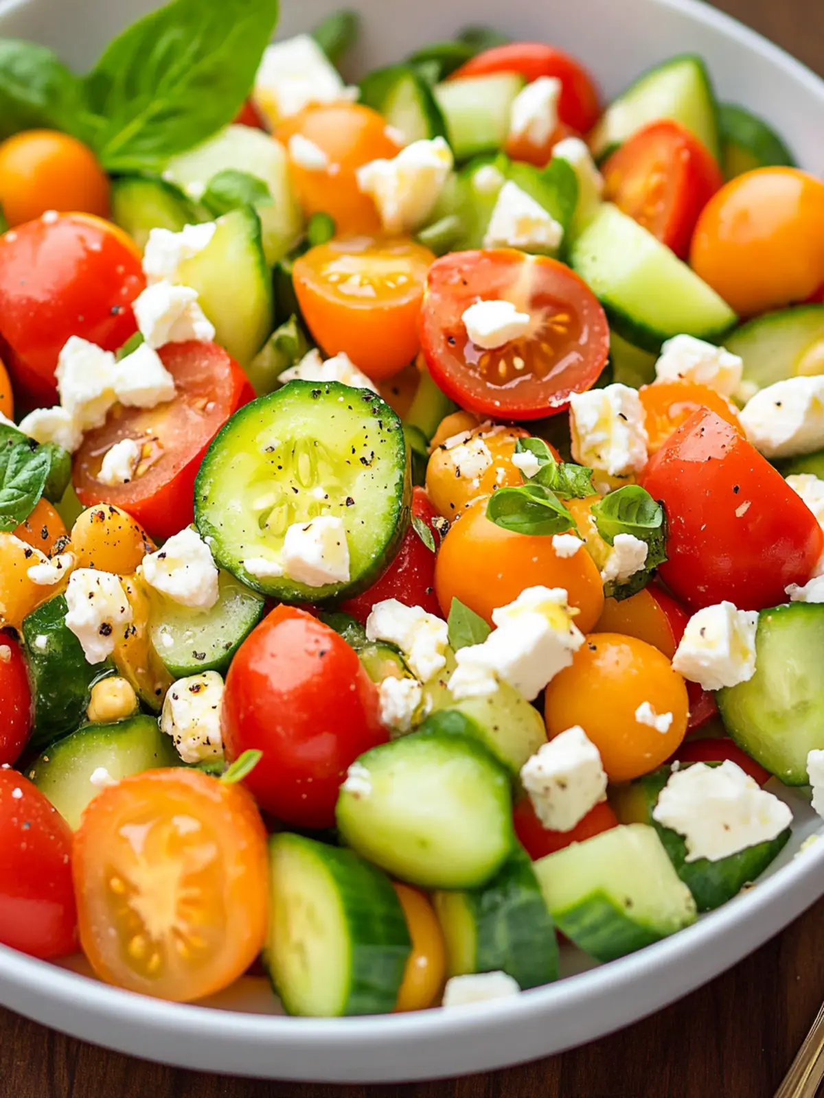 Bright and Crunchy Tomato Cucumber Feta Salad in 10 Minutes 3 Tomato Cucumber Feta Salad