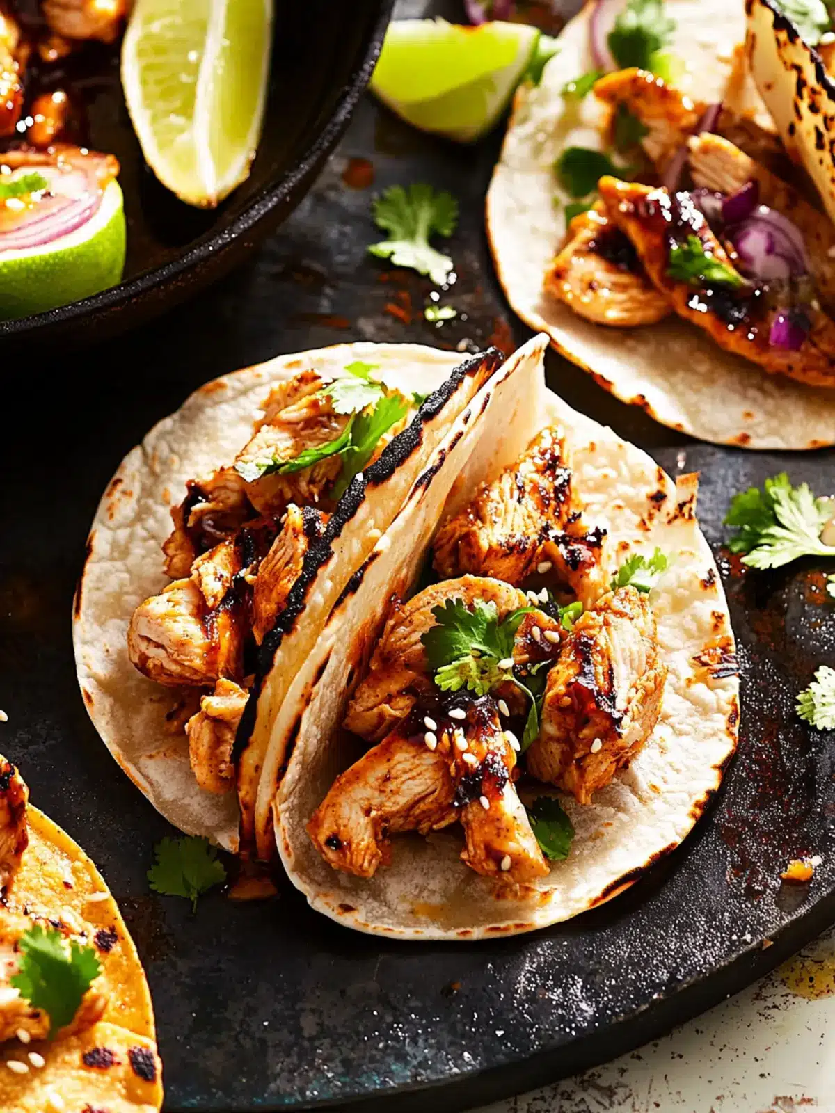 Transform Your Dinner with Teriyaki Chicken Tacos & Nori Crunch 4 Teriyaki Chicken Tacos with Sesame Nori