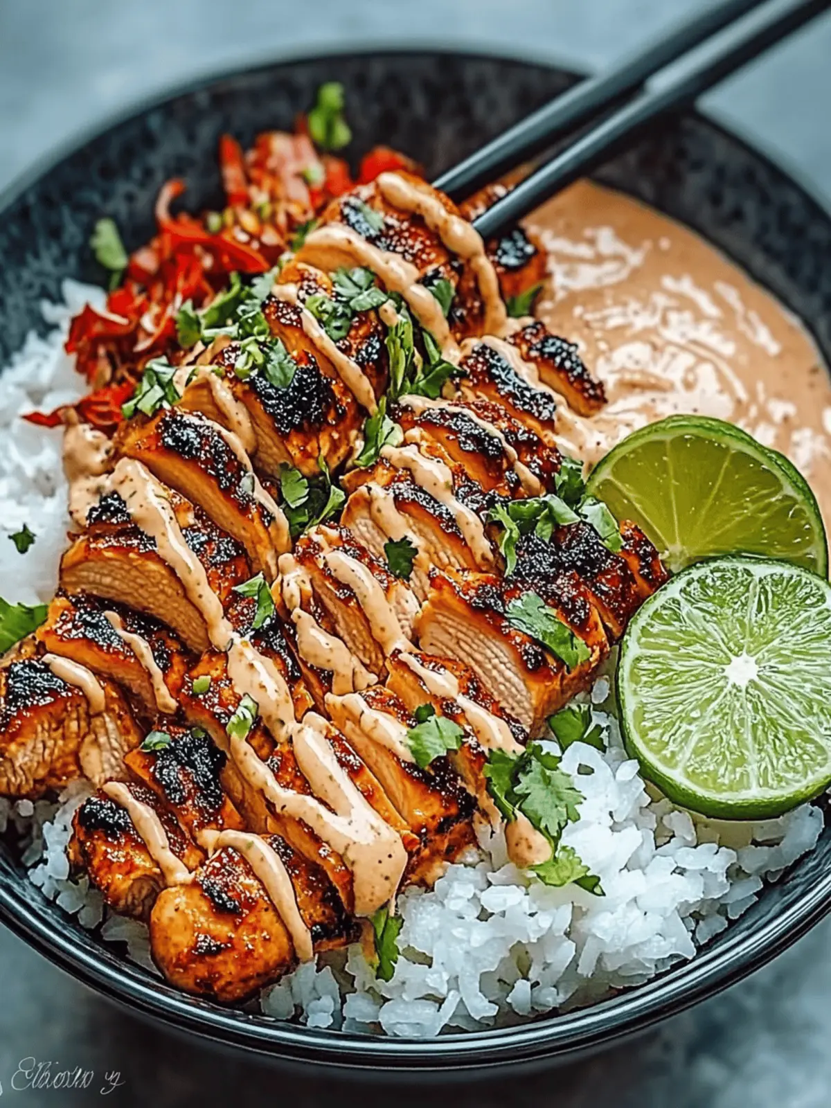 Delicious Sweet Chili Chicken Bowl with Coconut Lime Drizzle 2 Sweet Chili Chicken Bowl with Coconut Lime Drizzle