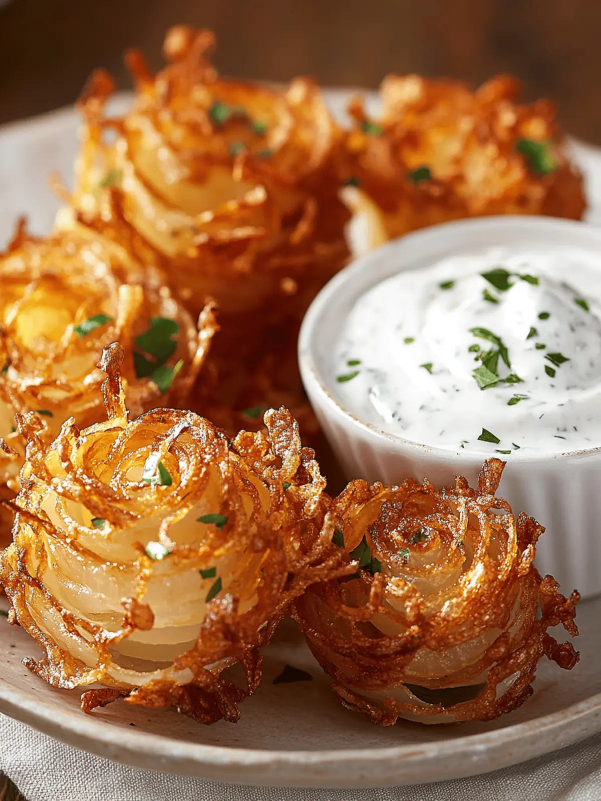 Crispy Mini Bloomin  Onions with Creamy Buttermilk Ranch Dip