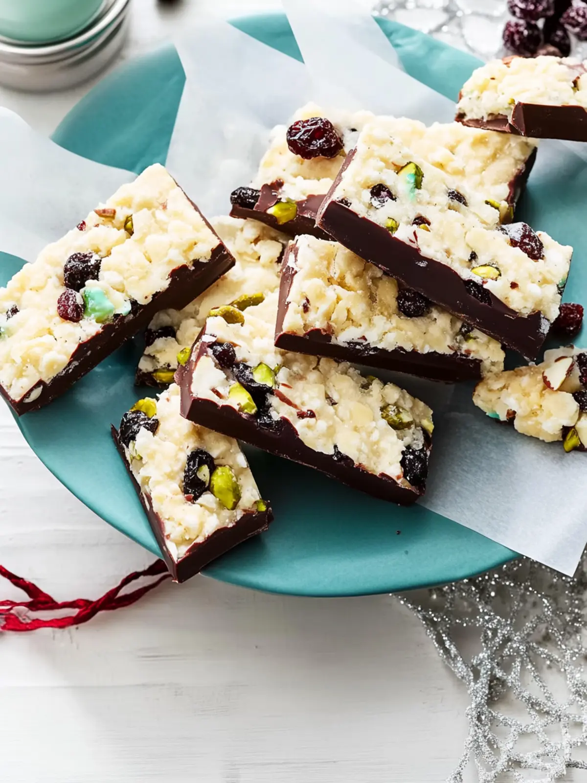 Delicious White Christmas with Chocolate, Craisins, and Pistachios 4 White Christmas with Chocolate, Craisins and Pistachios