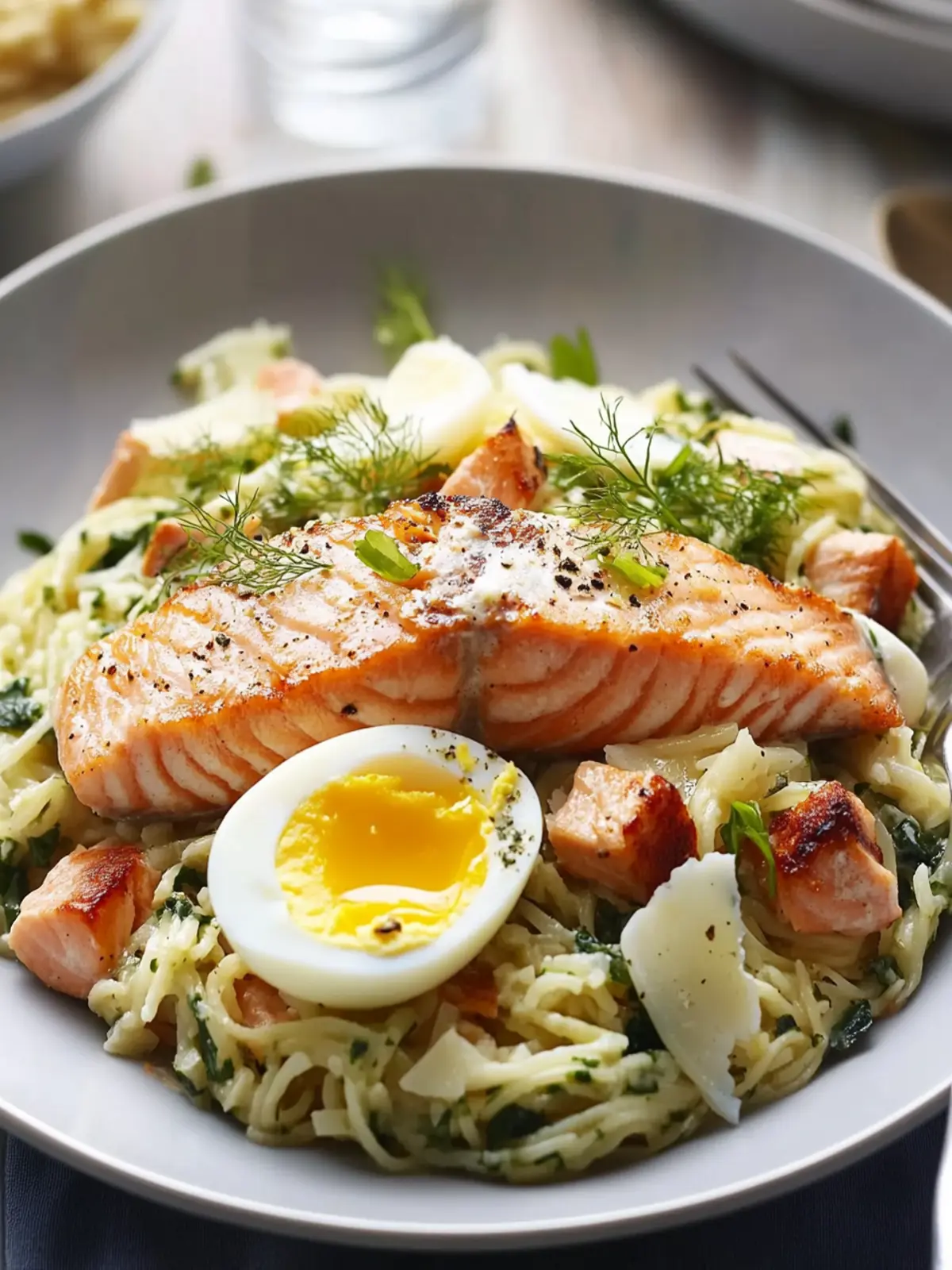 Creamy Egg and Salmon Risoni for a Quick, Gourmet Feast 2 Creamy Egg And Salmon Risoni