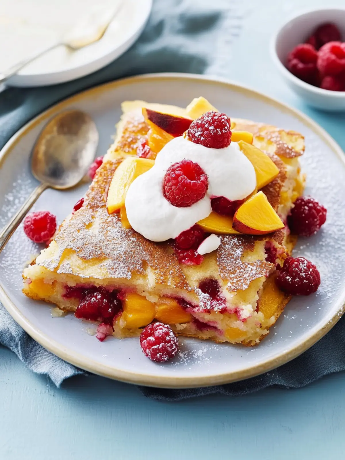 Tray Bake Pancake With Raspberry And Mango