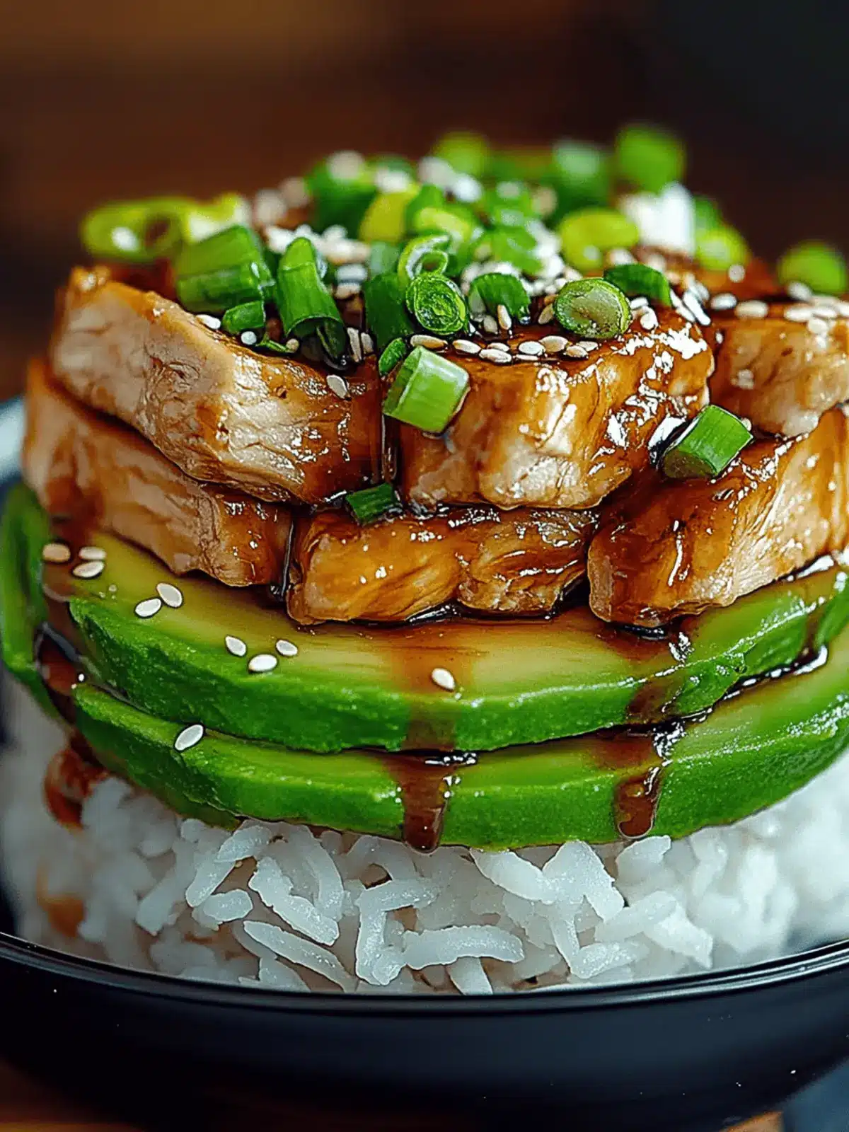 Teriyaki Chicken Avocado Rice Stack: A Quick Flavor Explosion 4 Teriyaki Chicken Avocado Rice