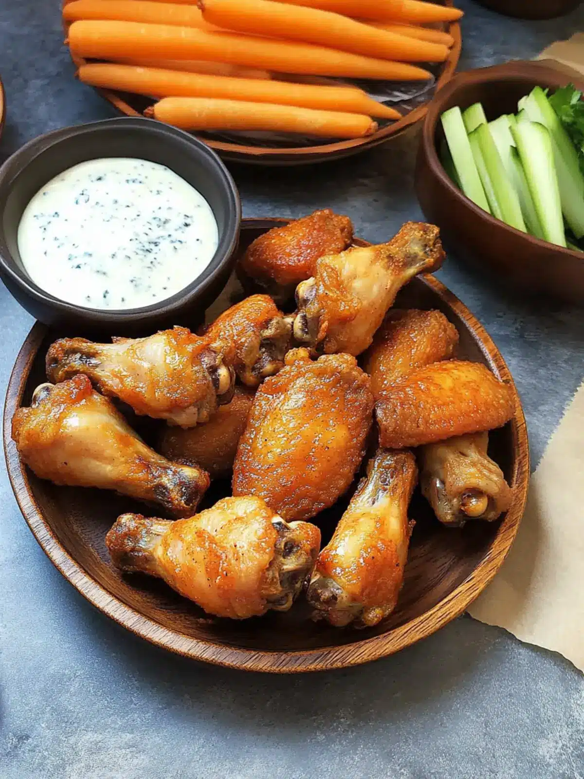Crispy Air-Fryer Chicken Wings with Blue Cheese Perfection 2 Crispy air-fryer chicken wings with blue cheese sauce