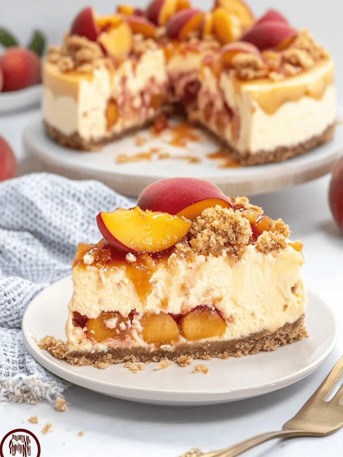 Indulgent Peach Cobbler Cheesecake with Crunchy Topping 2 Peach Cobbler Cheesecake