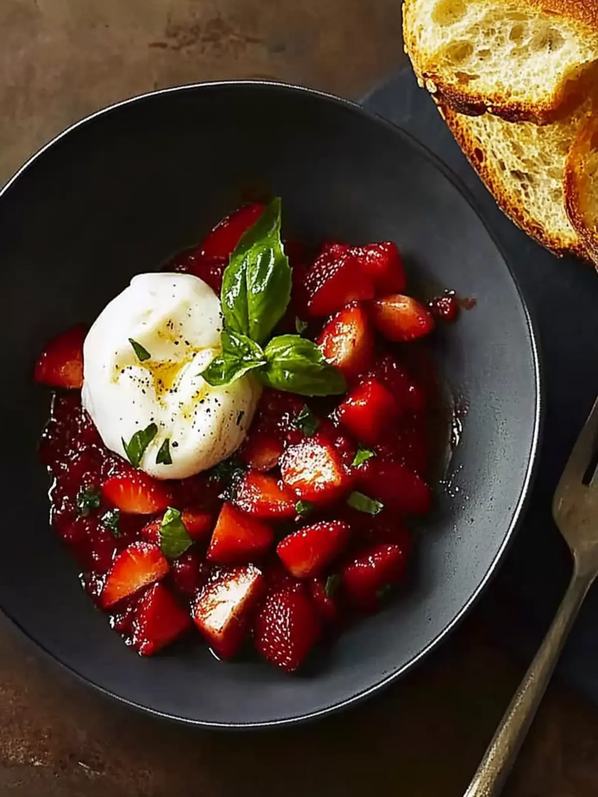 Burrata with Strawberry and Basil Salsa