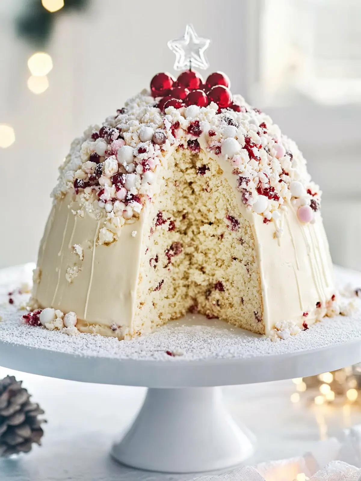 White Christmas Crackle Surprise Cake: No-Bake Holiday Delight 4 White Christmas Crackle Surprise Cake