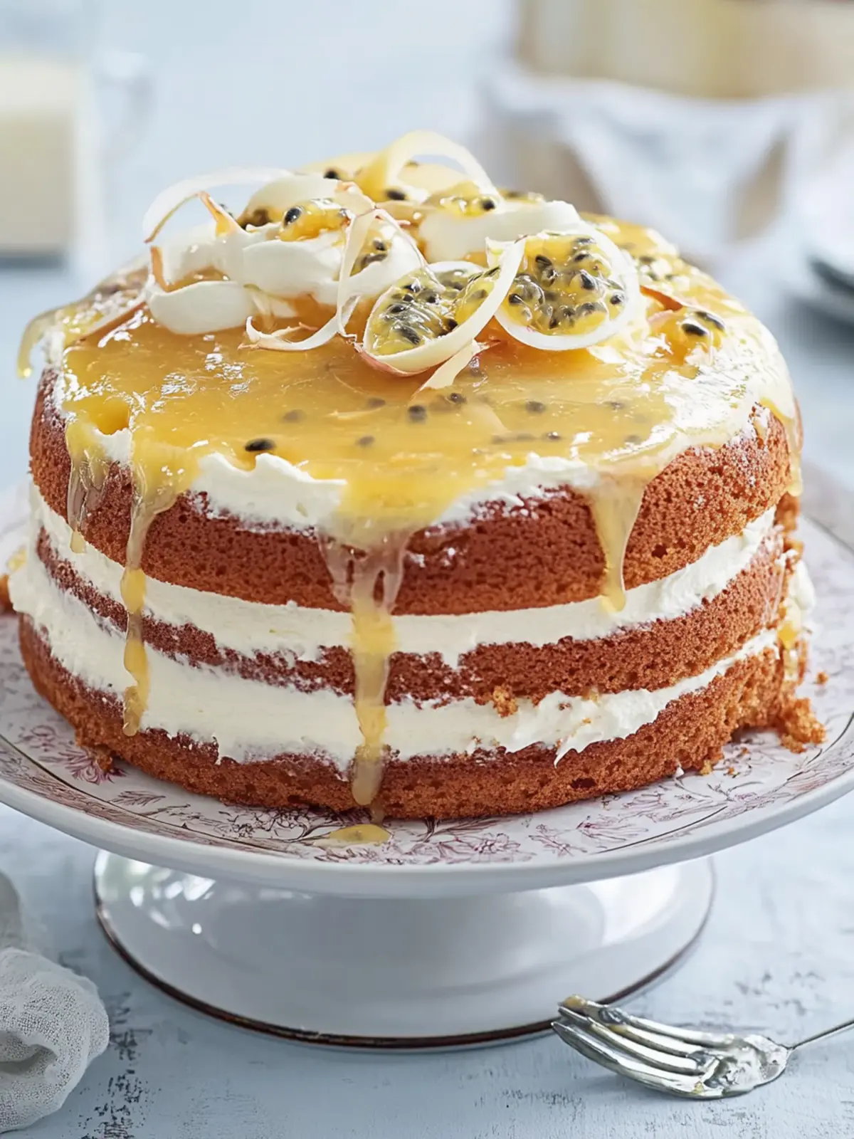 Vanilla Layer Cake with Passionfruit Curd
