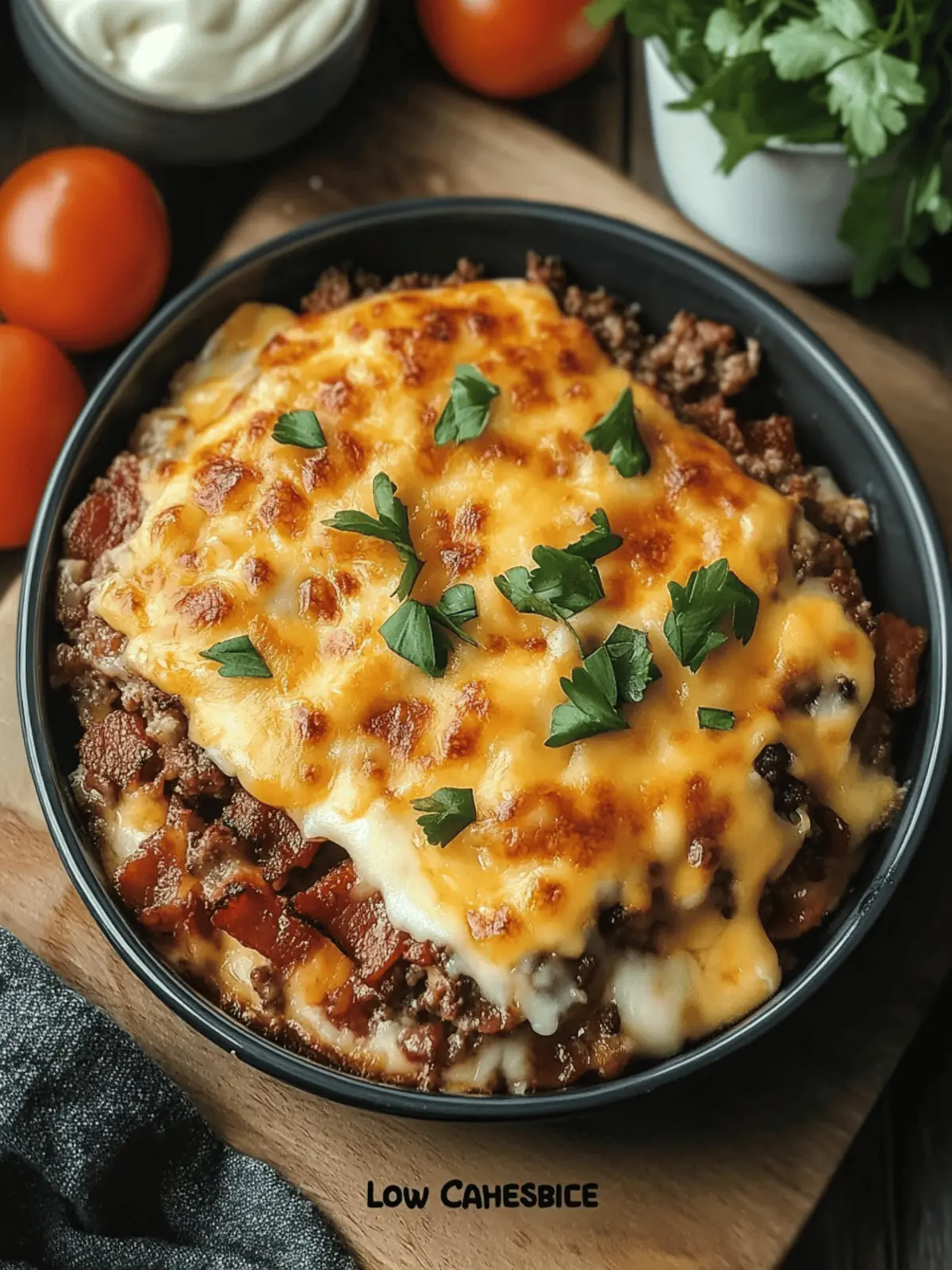 Low-Carb Bacon Cheeseburger Casserole