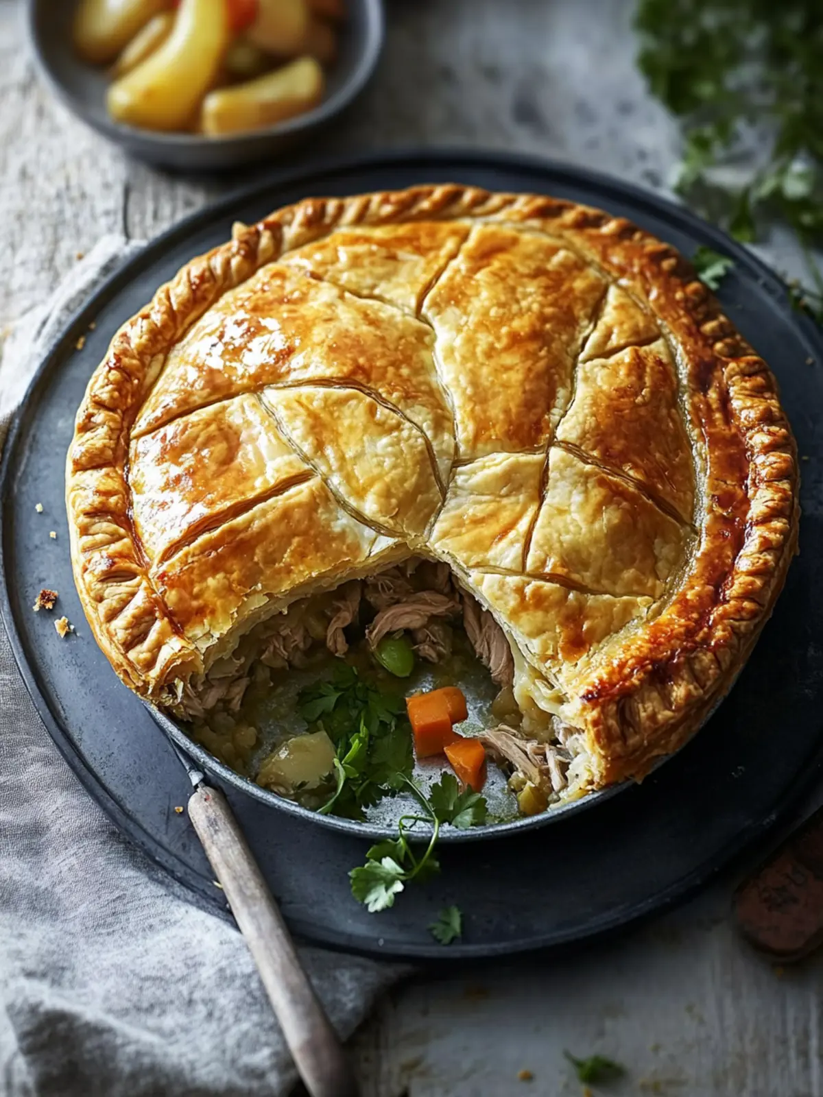 Rustic Free Form Moroccan Chicken Pie