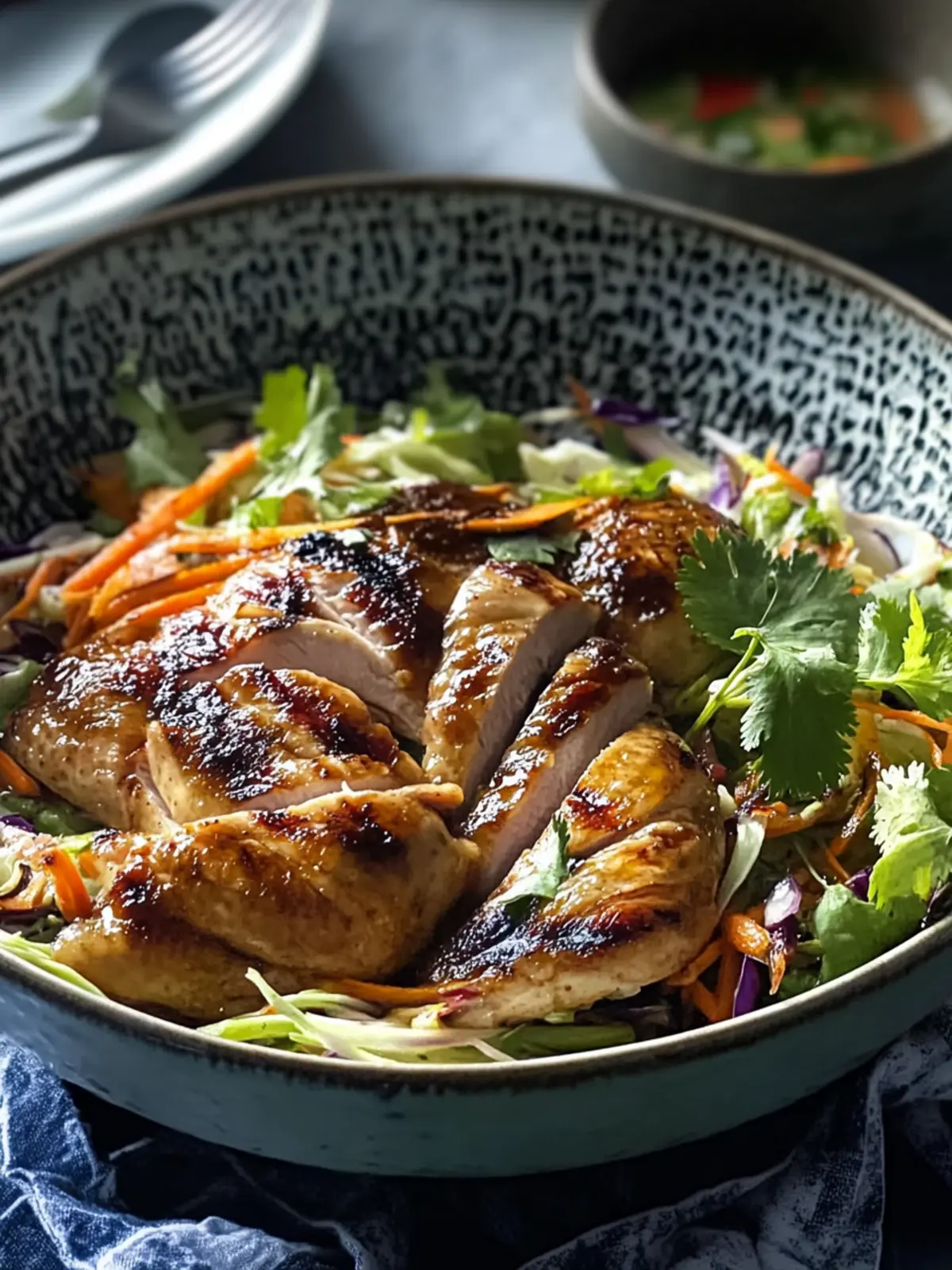 BBQ Hoi Sin Butterfly Quail with Crunchy Vietnamese Coleslaw 3 BBQ Hoi Sin Butterfly Quail Vietnamese Coleslaw And Soy Vinaigrette