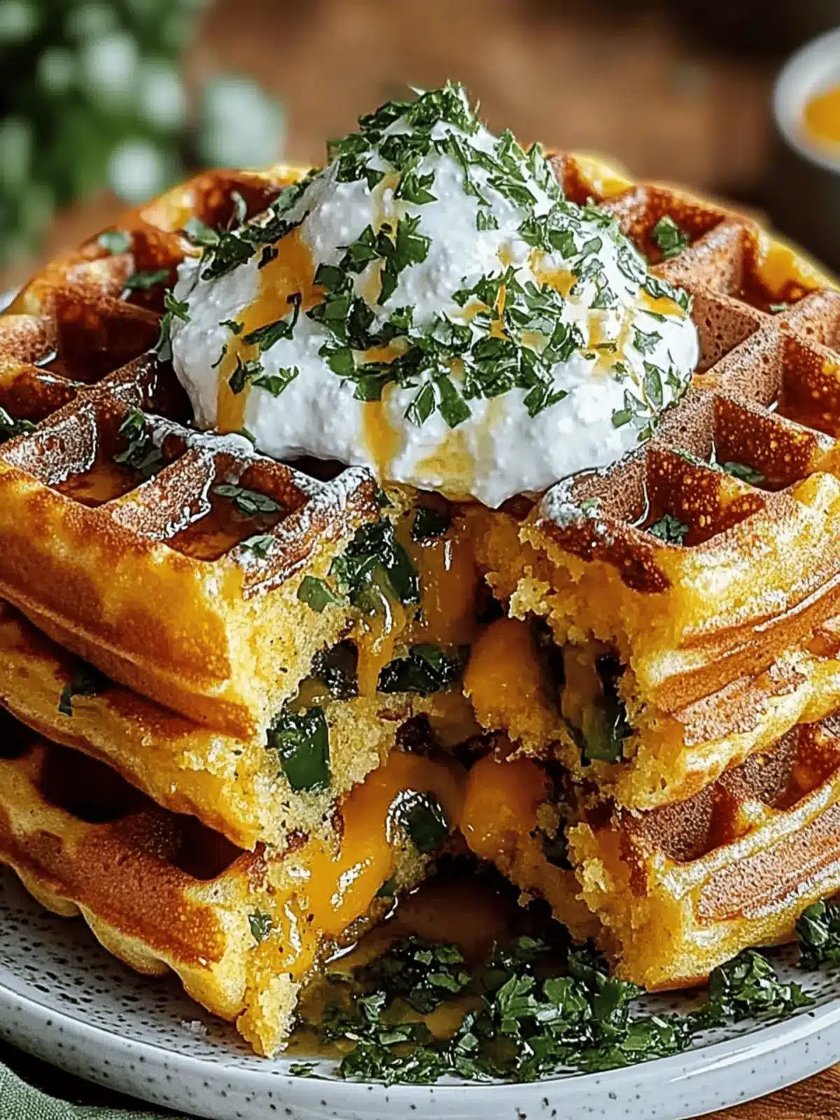 Cheddar JalapeÃ±o Cornbread Waffles: A Flavorful Twist on a Classic