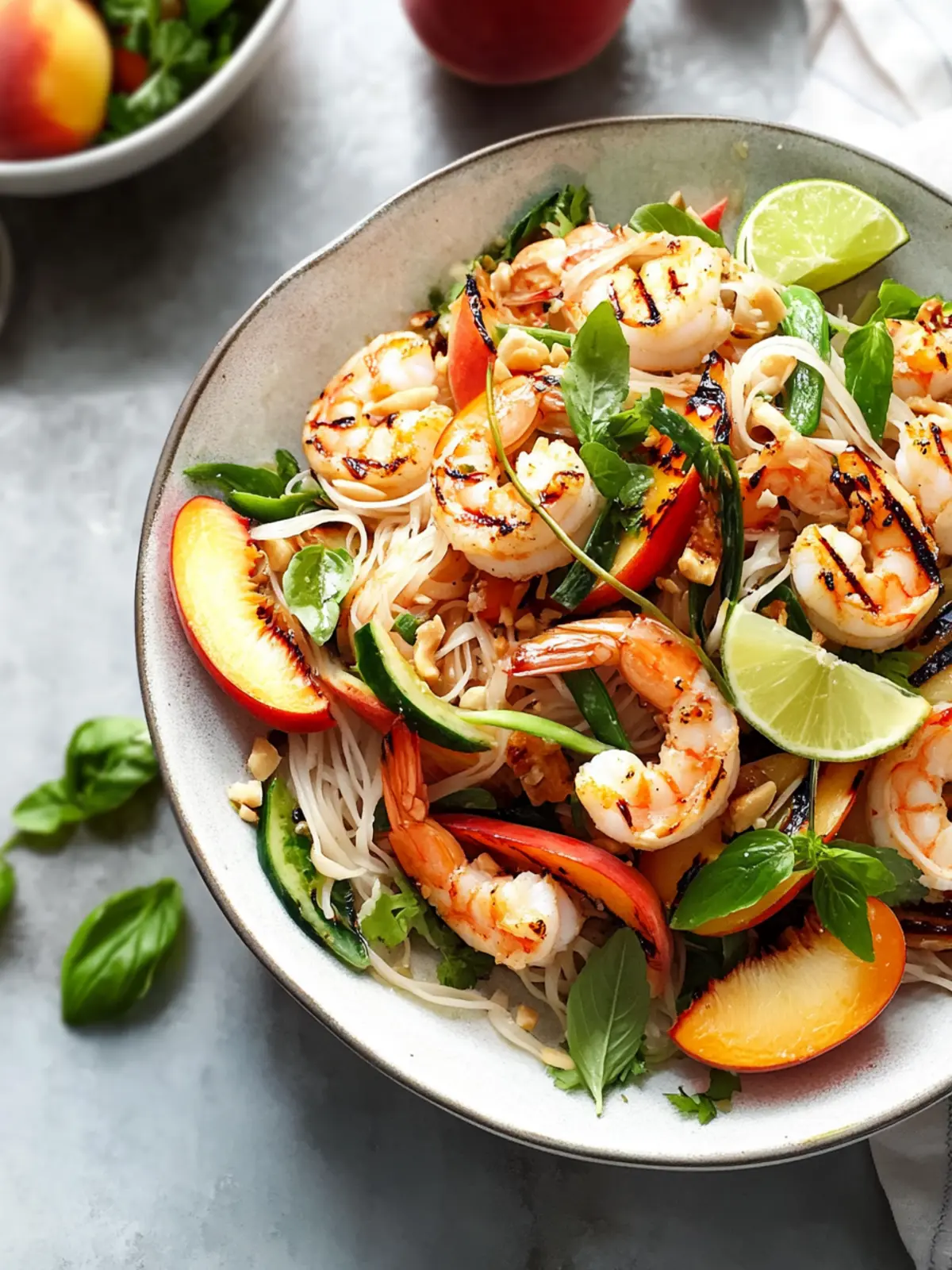 Char Grilled Peach And Prawn Pad Thai Noodle Salad Bliss 4 Char Grilled Peach And Prawn Pad Thai Noodle Salad
