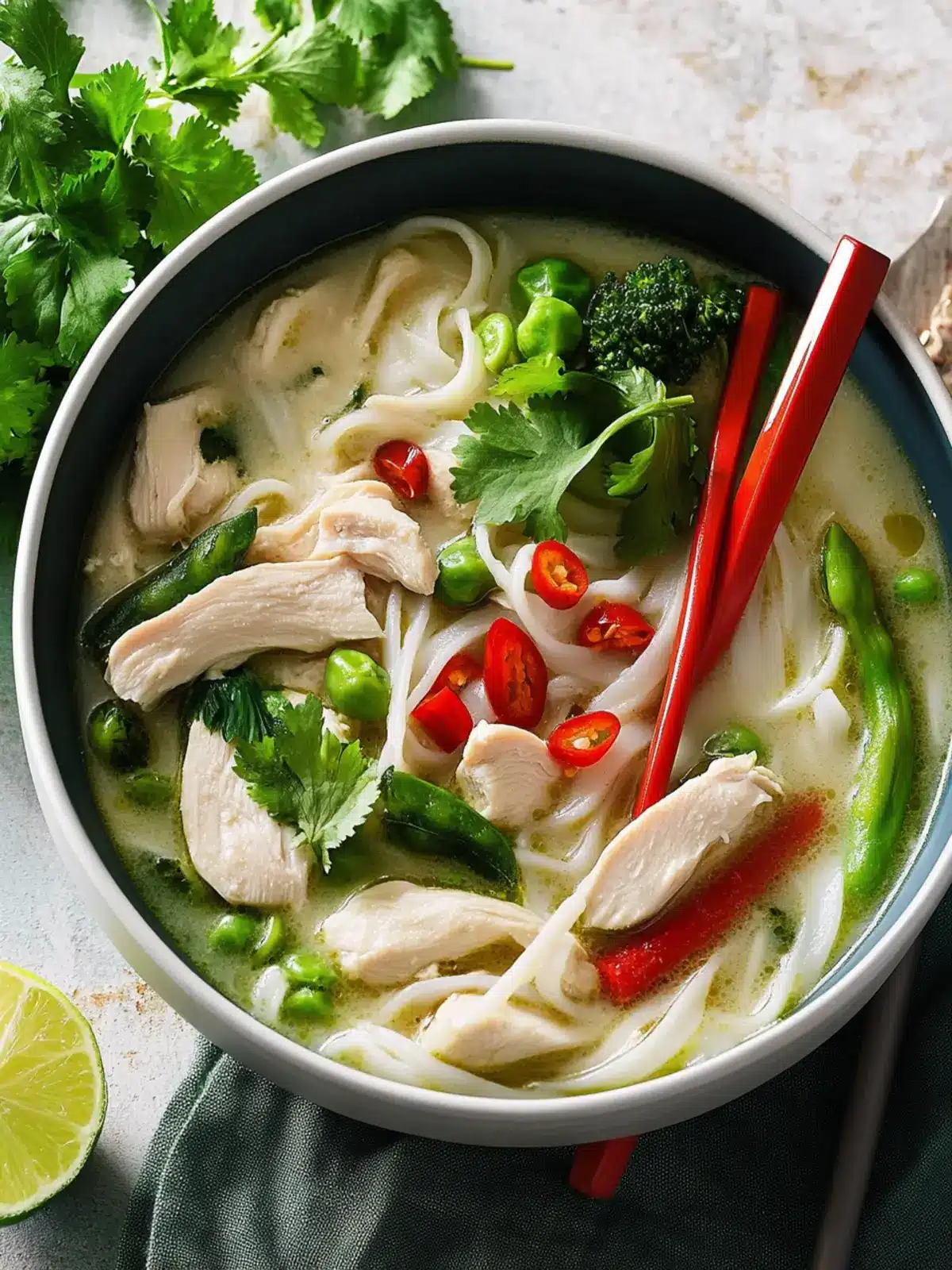 Savory Thai Green Curry Chicken Noodle Soup in 30 Minutes 2 Thai Green Curry Chicken Noodle Soup