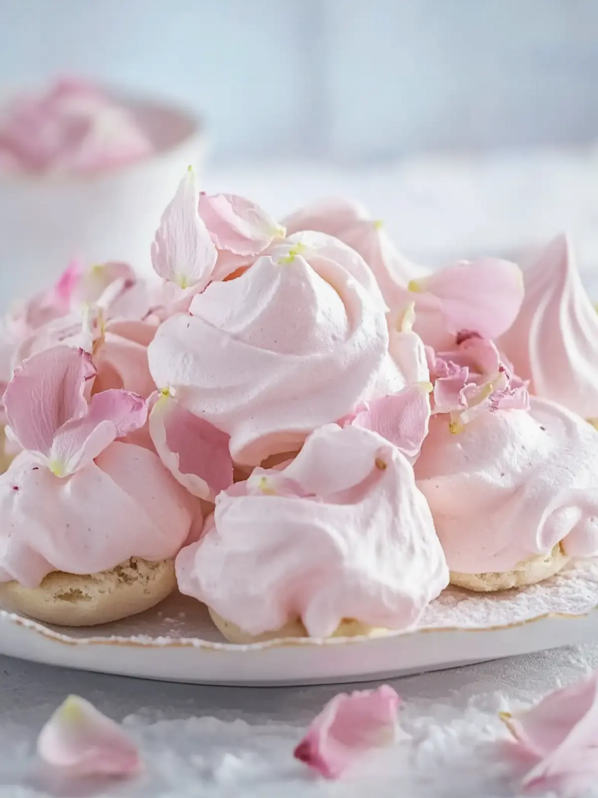 Fluffy Pink Rose Meringues