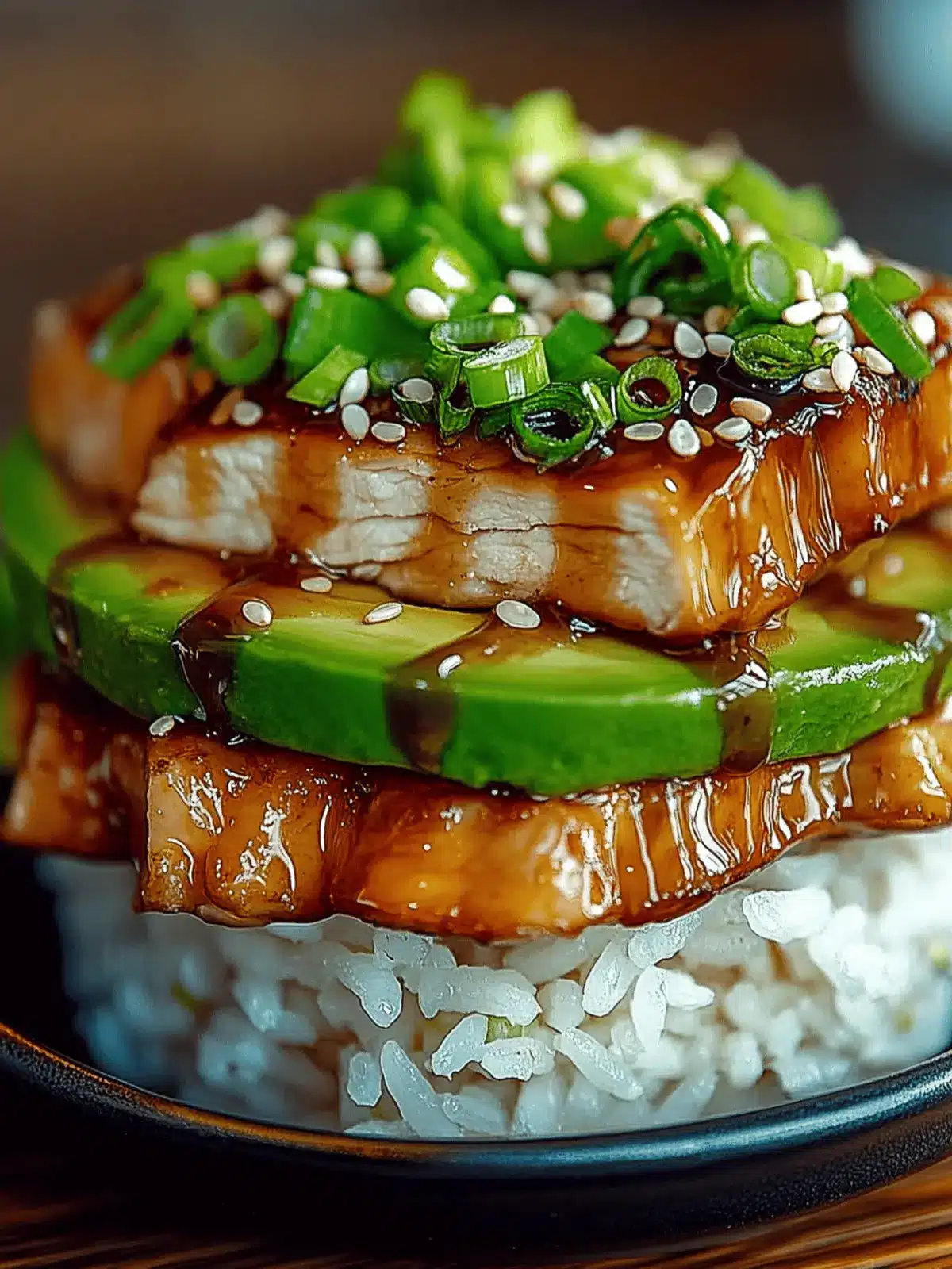 Teriyaki Chicken Avocado Rice Stack: A Quick Flavor Explosion 2 Teriyaki Chicken Avocado Rice