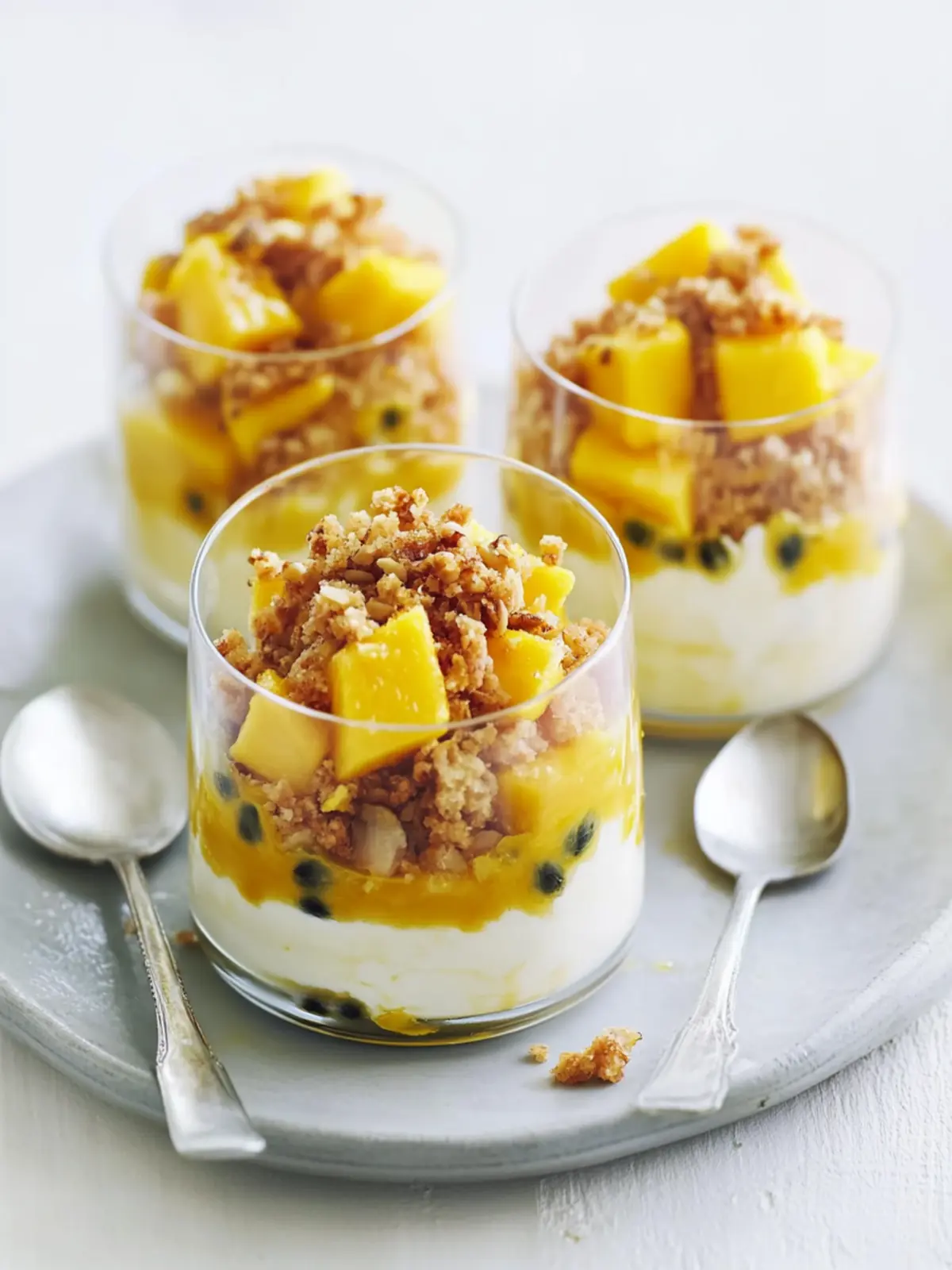 Mango & Passionfruit With Ginger Nut Crumb And Mascarpone
