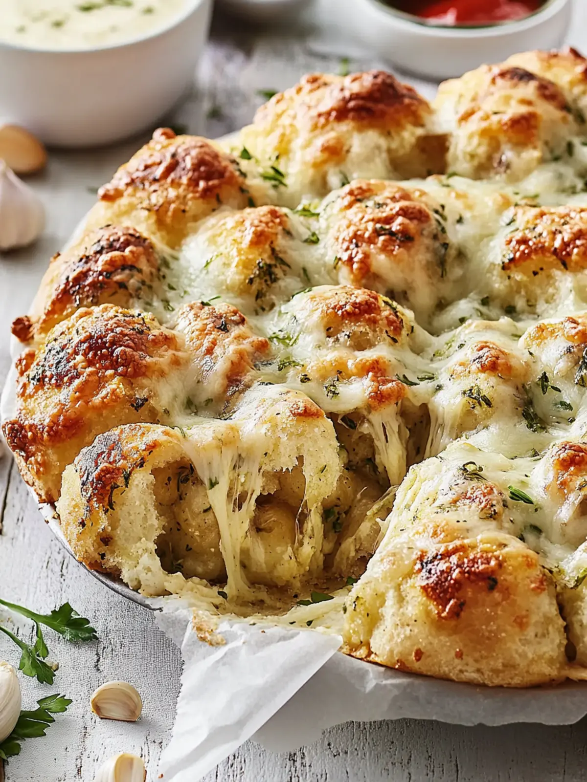Garlic and Herb Monkey Bread with Hot Cheesy Dip