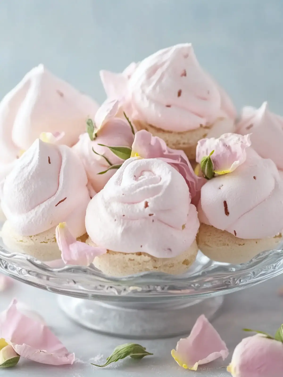 Fluffy Pink Rose Meringues