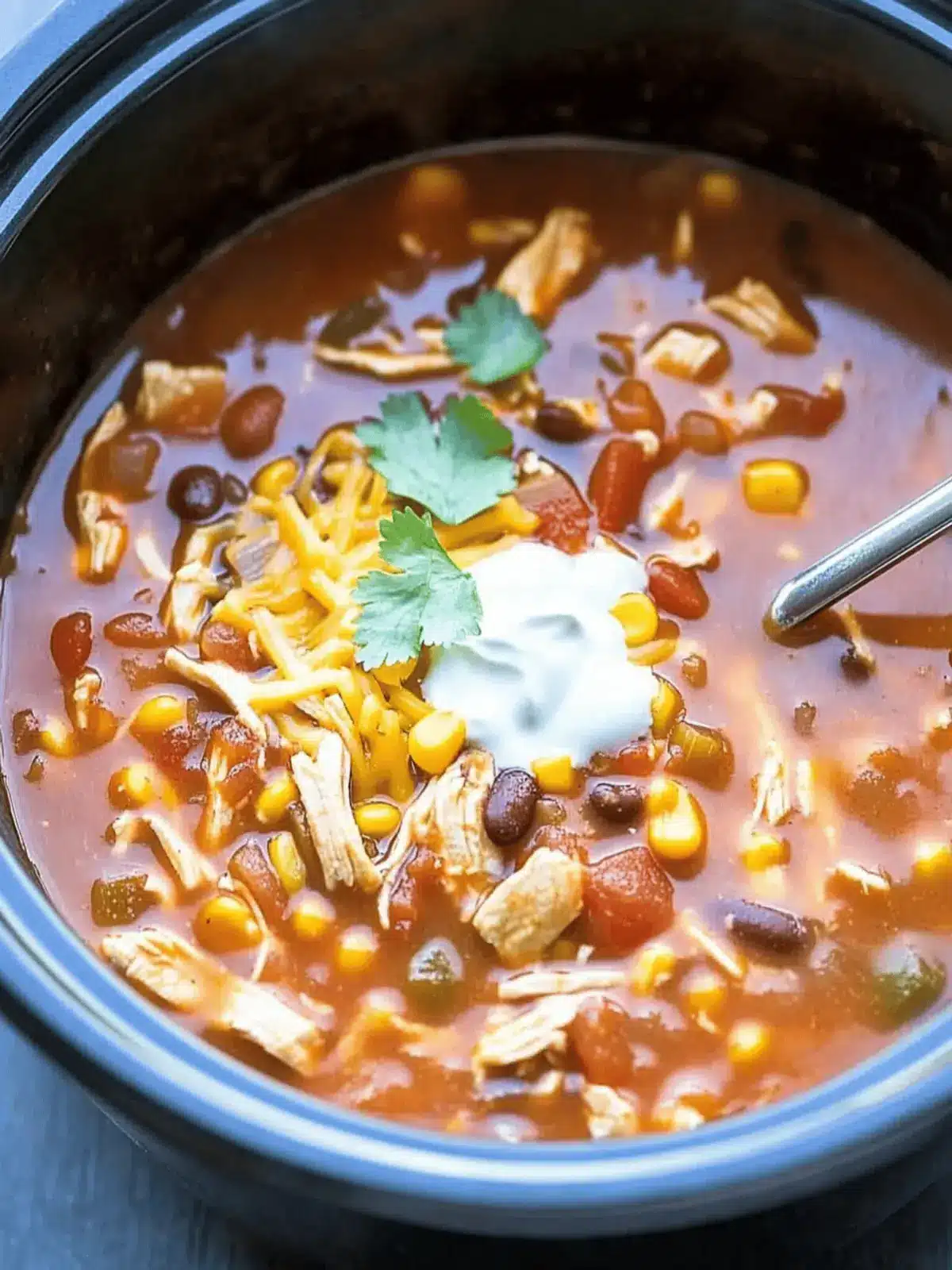 Easy Slow Cooker Chicken Taco Soup No Chopping Needed 3 Easy Slow Cooker Chicken Taco Soup (No Chopping)