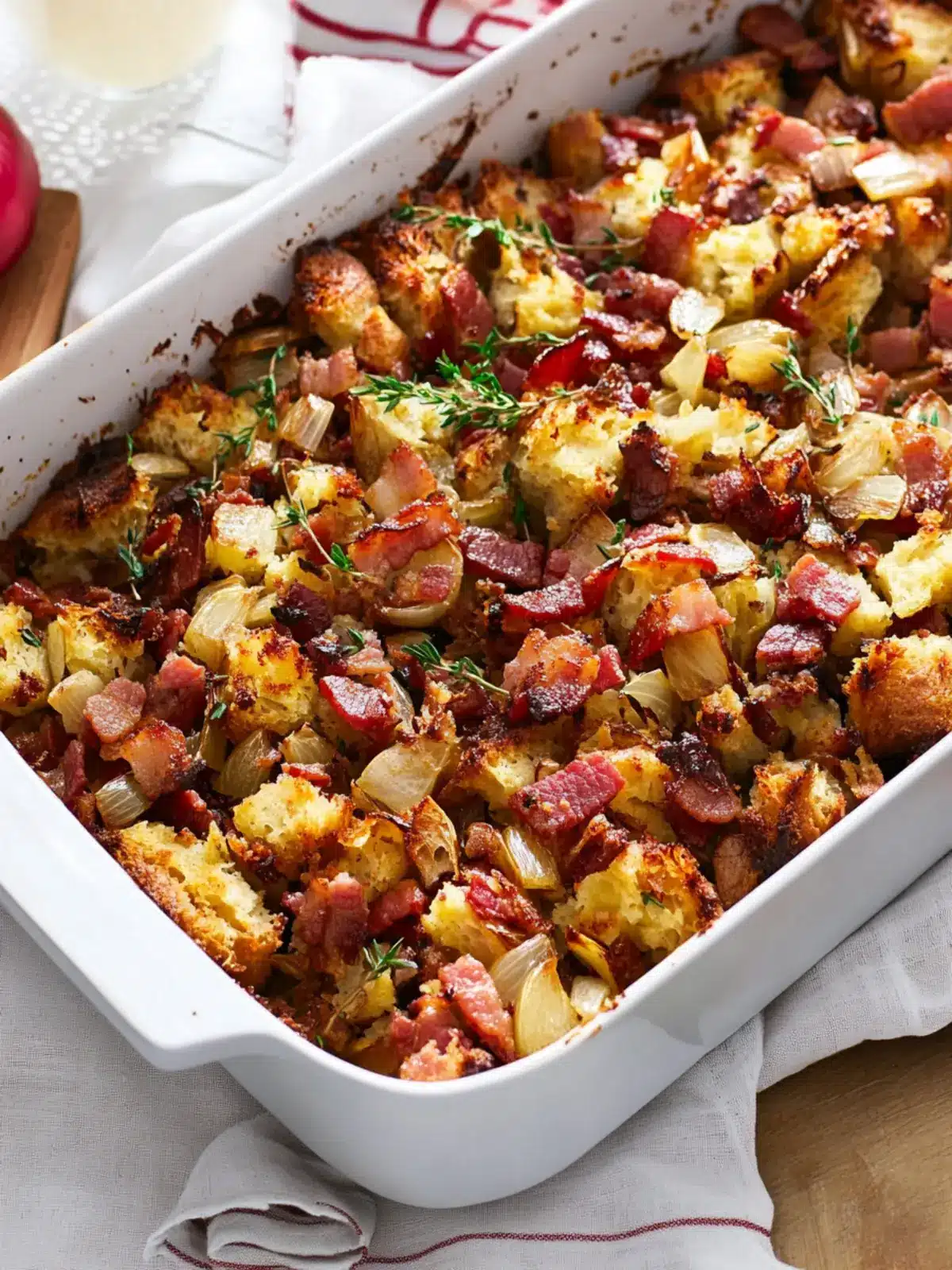 Crispy Bacon and Onion Stuffing Tray Bake