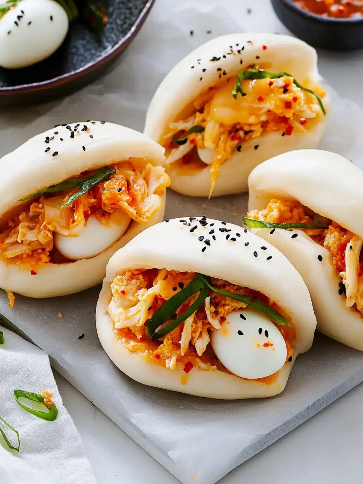 Kimchi and Cheese Egg Salad Baos