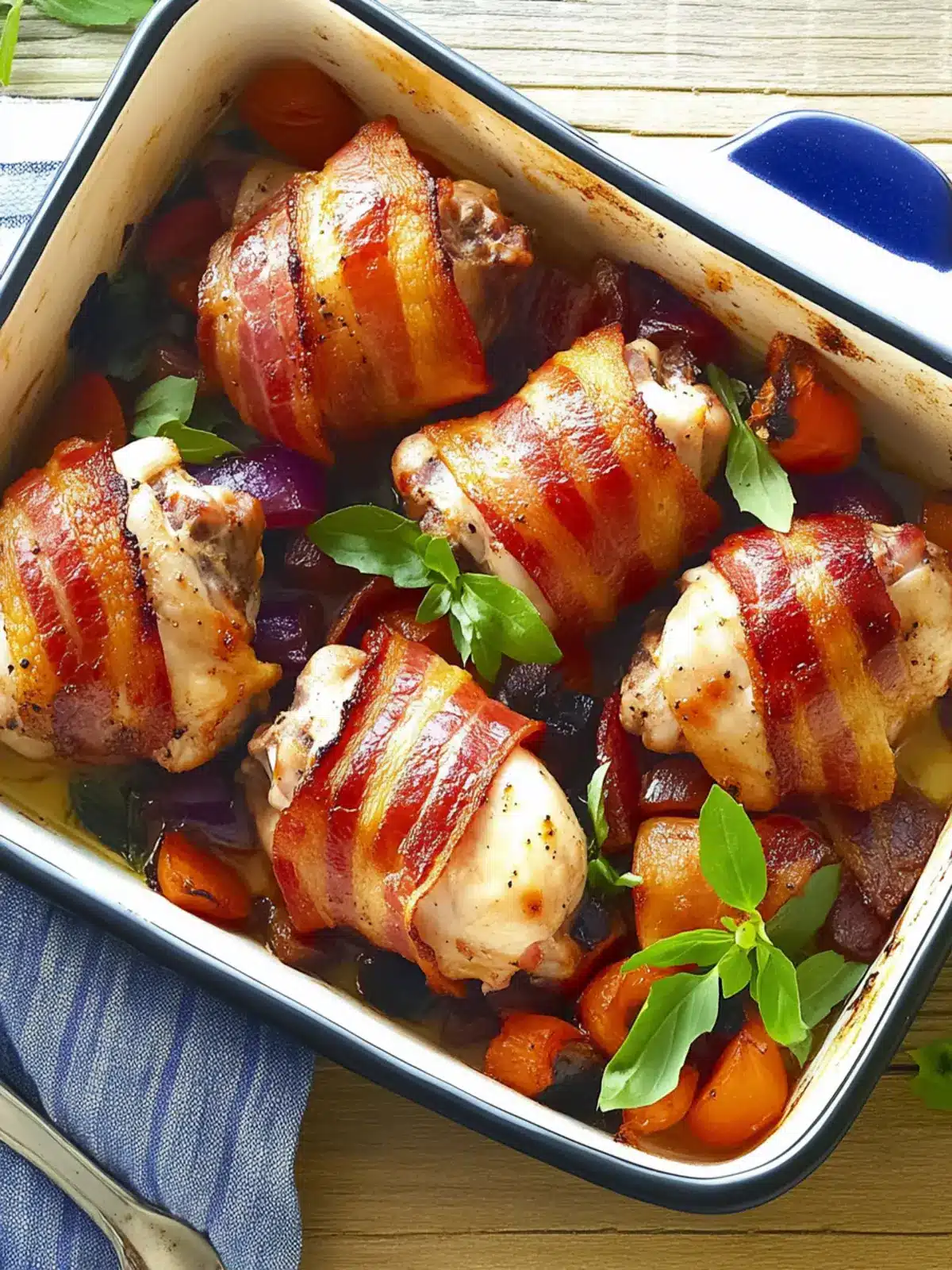 Bacon Wrapped Chicken Thigh Tray Bake