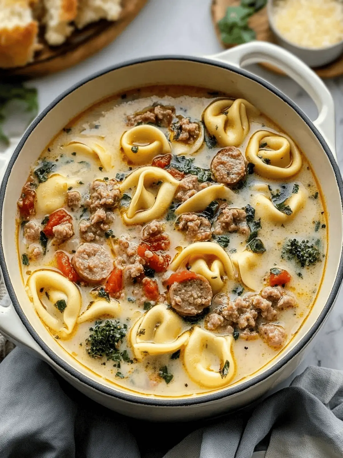Spicy Italian Sausage and Tortellini Soup