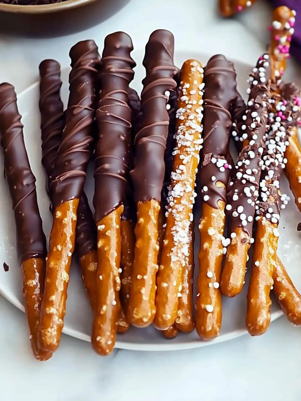 Gourmet Chocolate Dipped Pretzel Rods with Fun Custom Toppings 3 Gourmet Chocolate Dipped Pretzel Rods