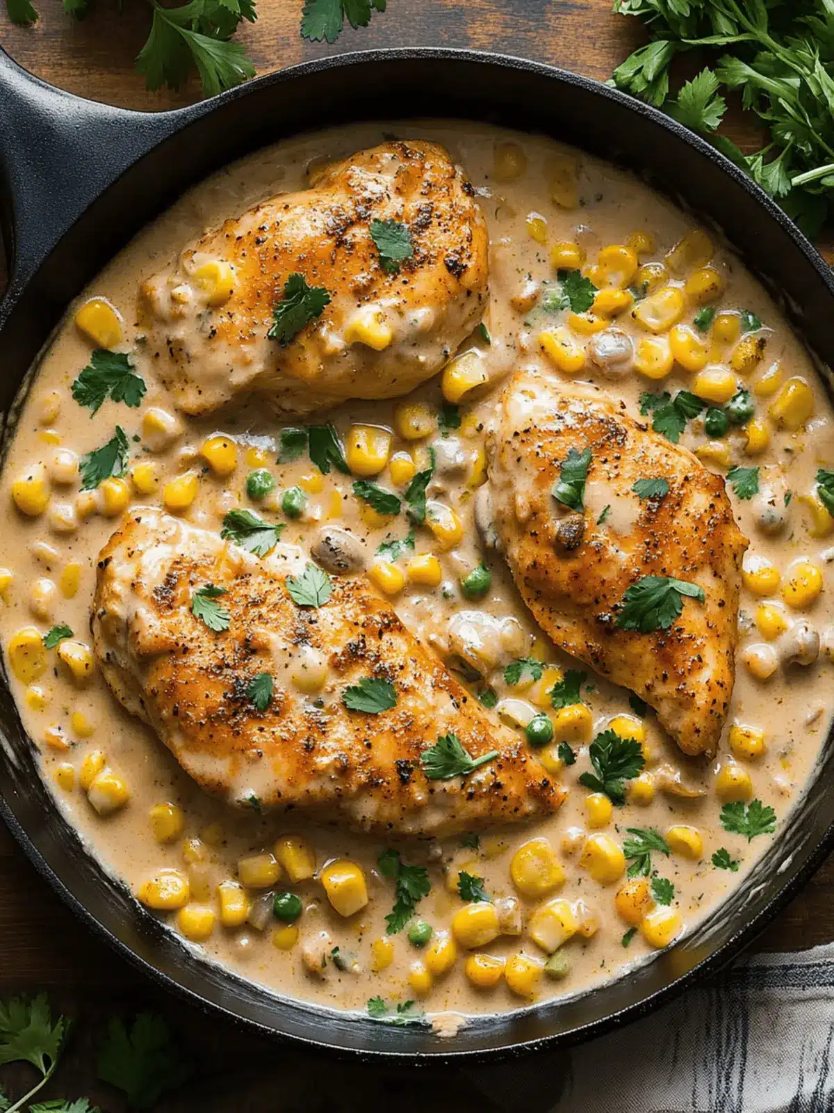 Skillet Creamy Cajun Chicken Lazone with Herby Corn