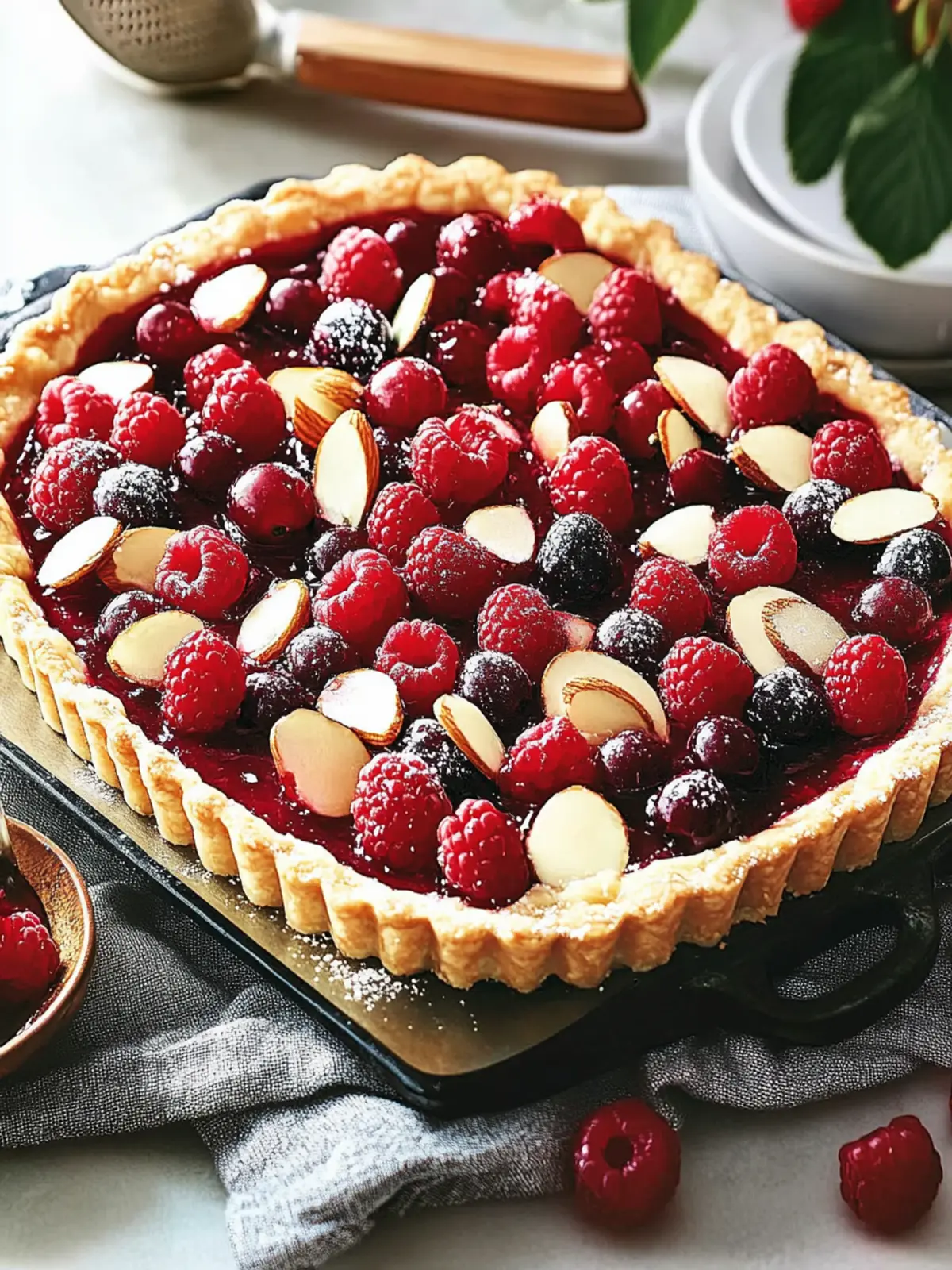 Cherry, Raspberry and Almond Tart