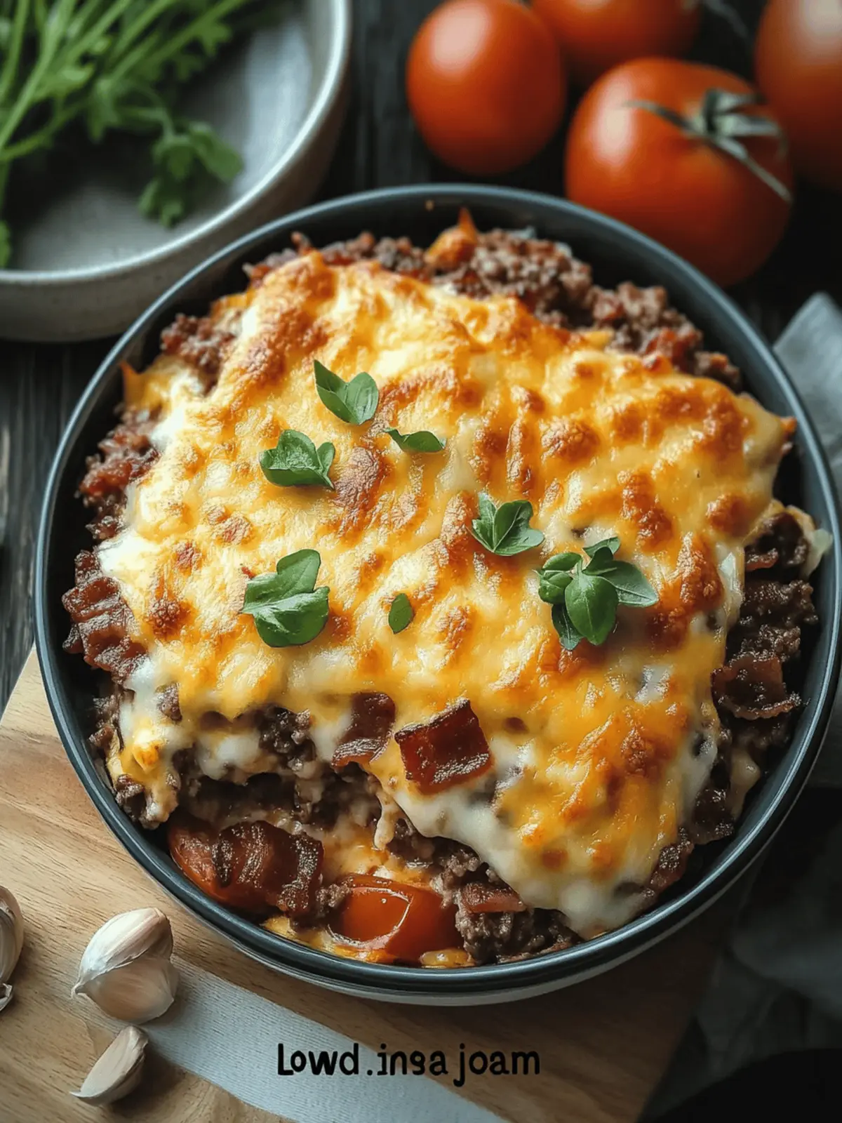 Low-Carb Bacon Cheeseburger Casserole