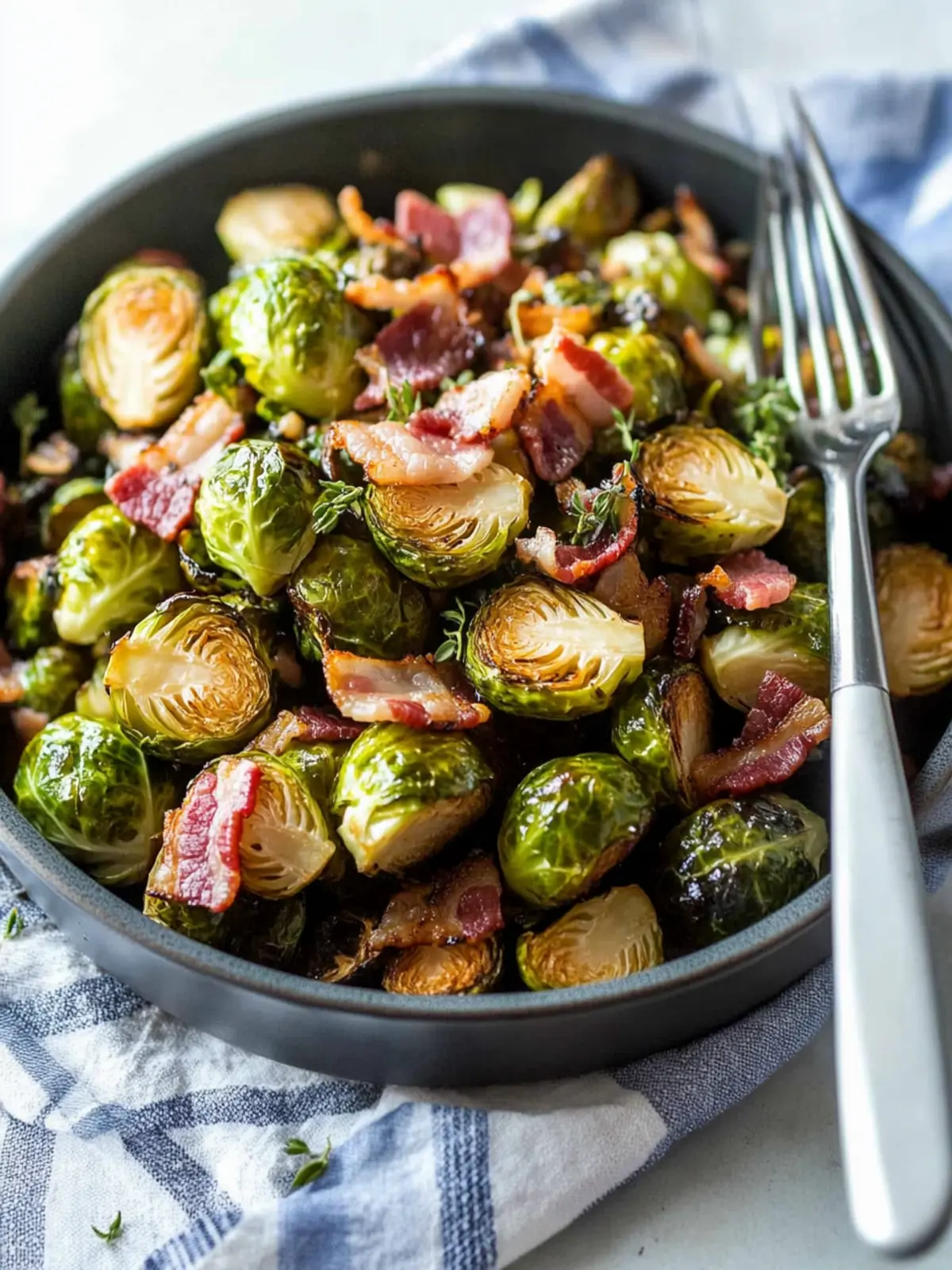 Savory Roasted Brussels Sprouts with Bacon for Happy Taste Buds 2 Roasted Brussels Sprouts with Bacon