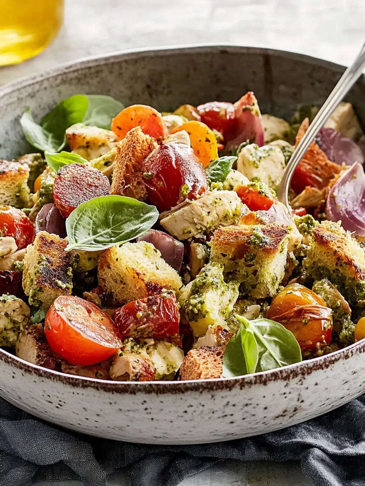 Delicious Chicken Pesto Panzanella Salad You ll Love to Make 4 Chicken Pesto Panzanella Salad