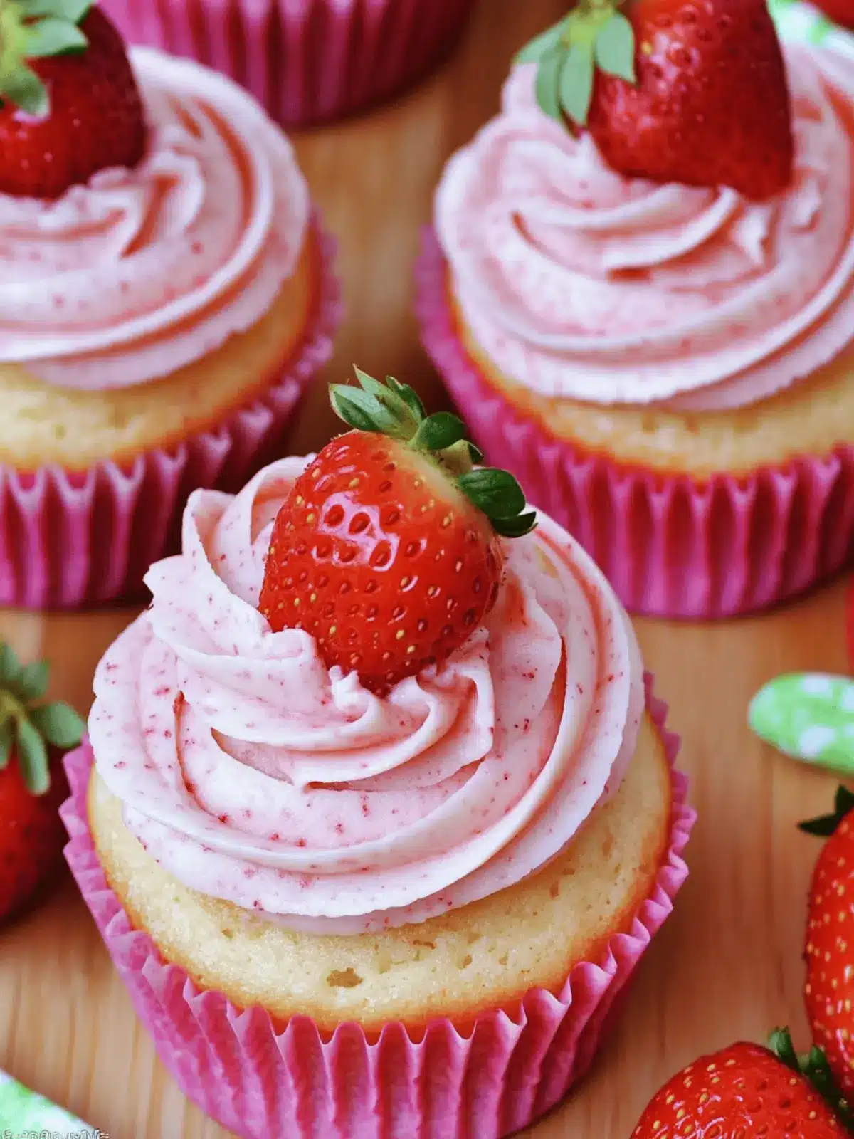 Vanilla Cupcakes with Strawberry Buttercream