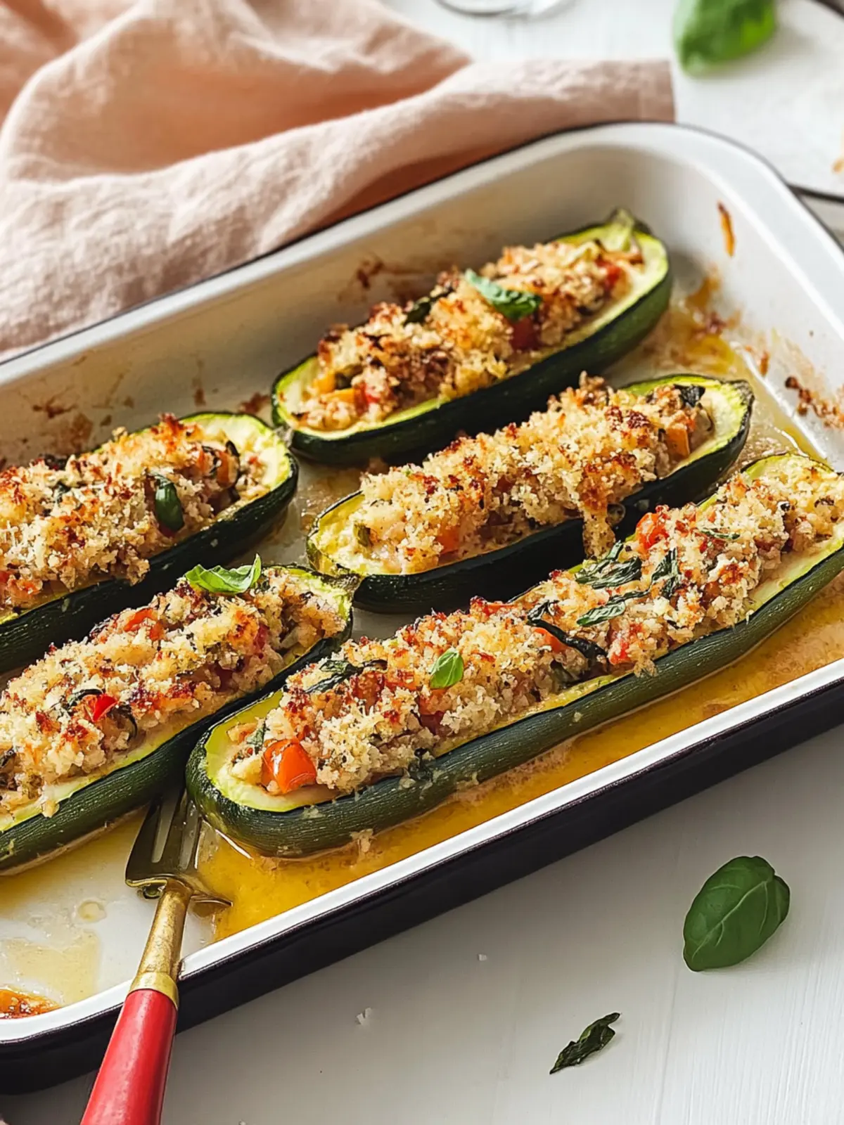 Stuffed Zucchini Parmesan Boats