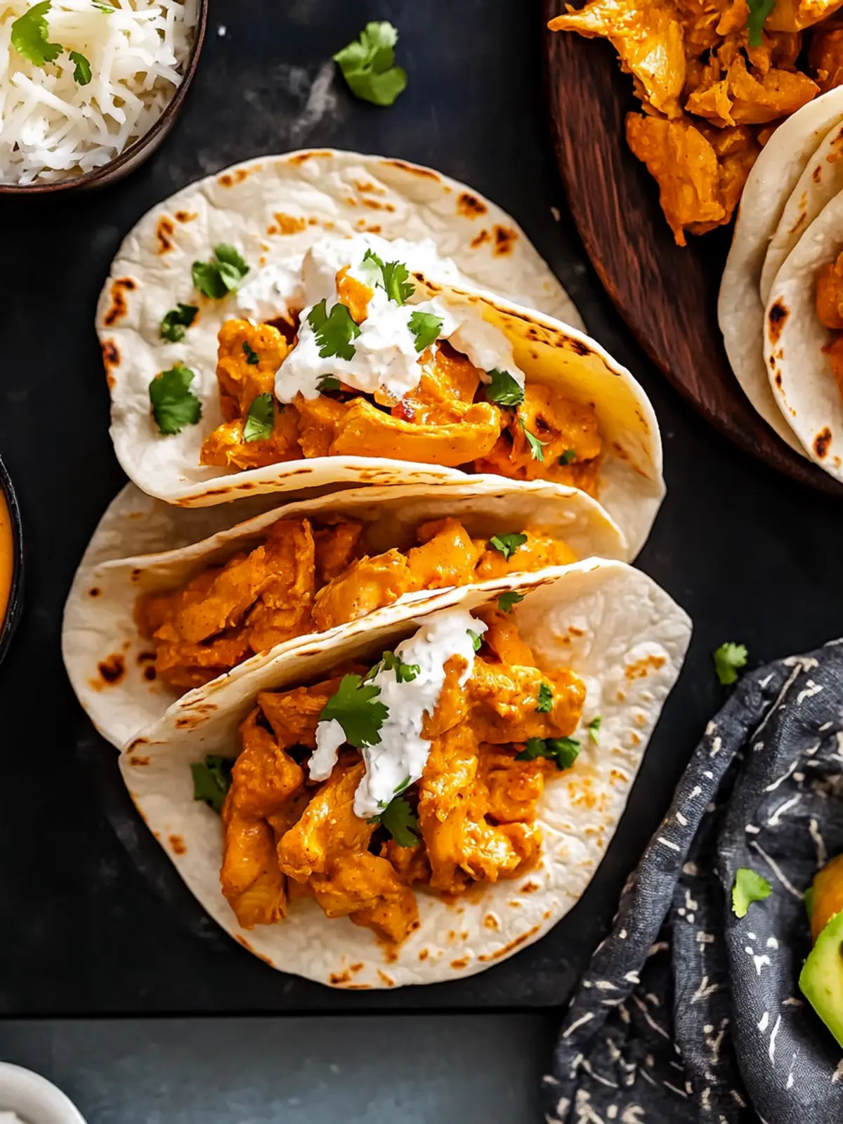 Slow Cooker Butter Chicken Naan Tacos