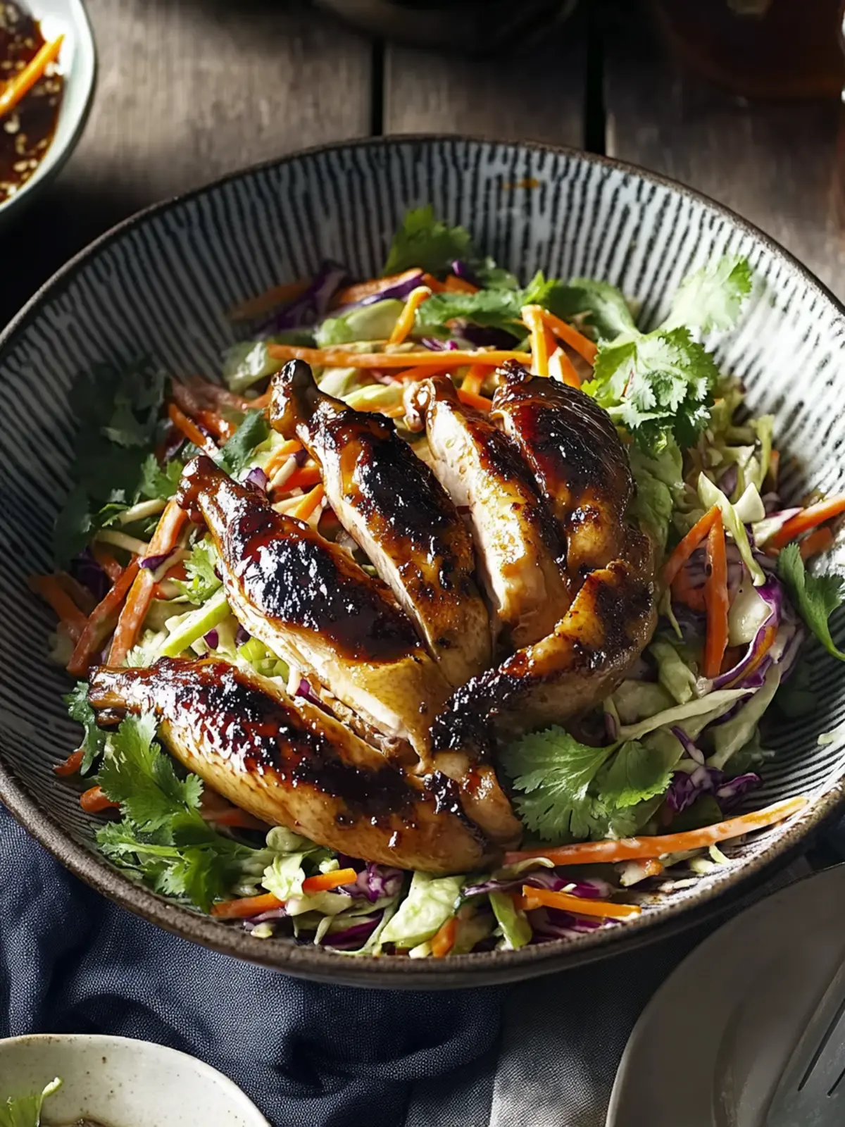 BBQ Hoi Sin Butterfly Quail with Crunchy Vietnamese Coleslaw 4 BBQ Hoi Sin Butterfly Quail Vietnamese Coleslaw And Soy Vinaigrette