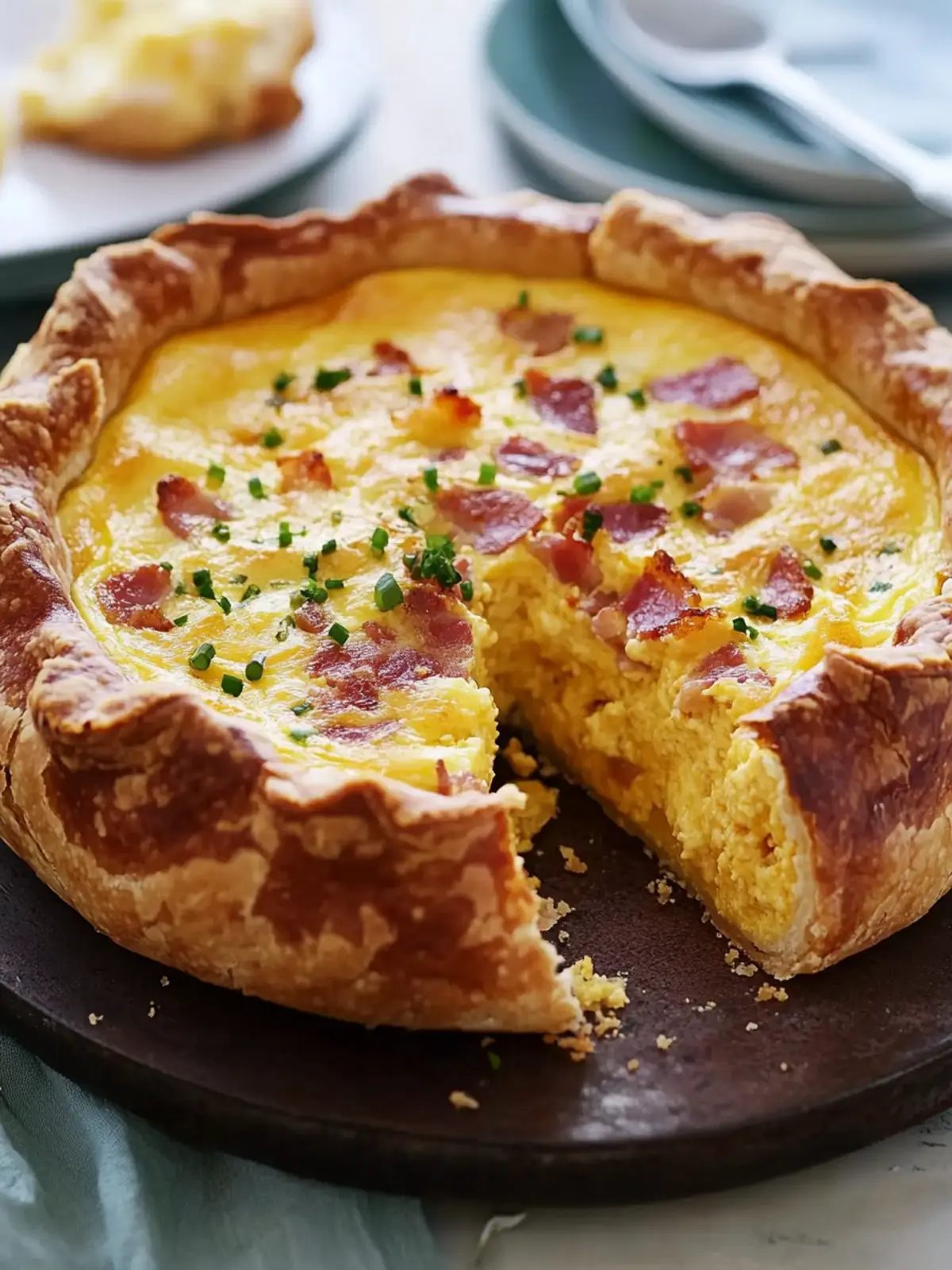 Cheese and Bacon Quiche in a Cob