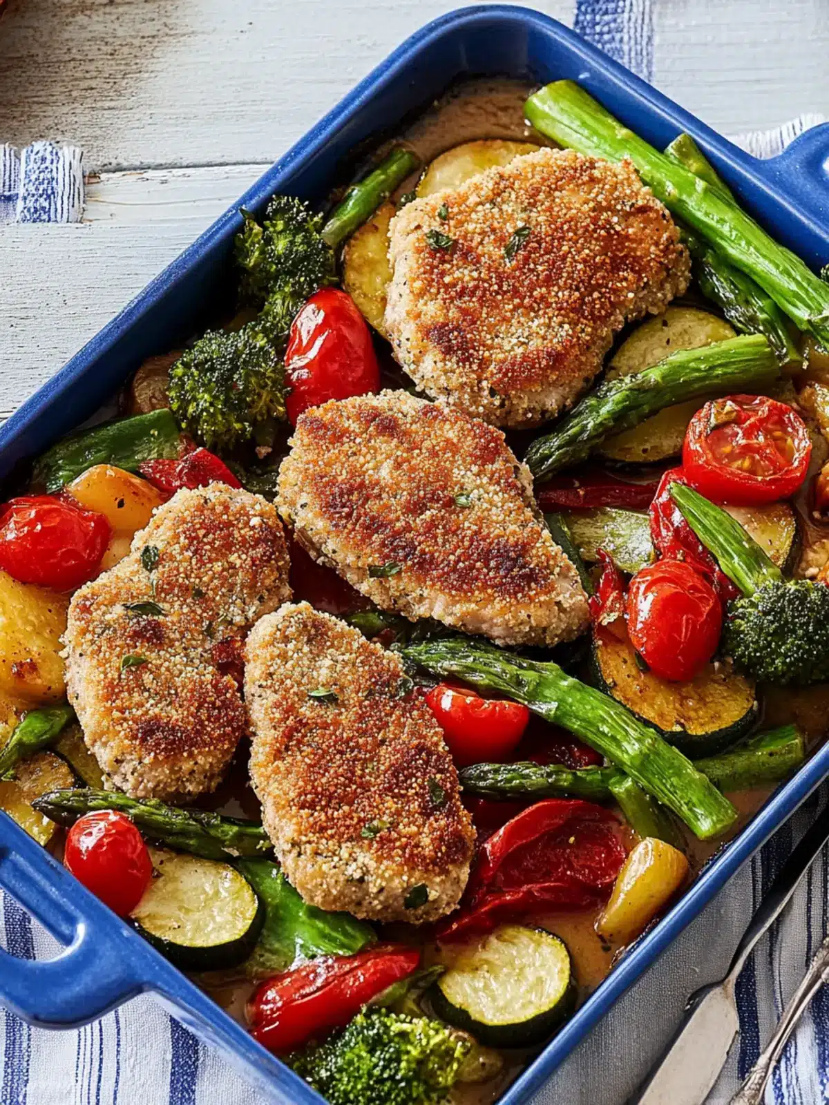 Savory Herb Crusted Pork Cutlets with Veggie Medley Delight 3 Herb Crusted Pork Cutlets with Veggie Medley