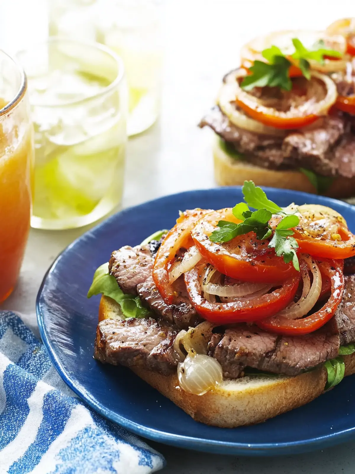 Savory Steak, Tomato and Sweet Onion Open Sandwiches for Summer 4 Steak, Tomato and Sweet Onion Open Sandwiches
