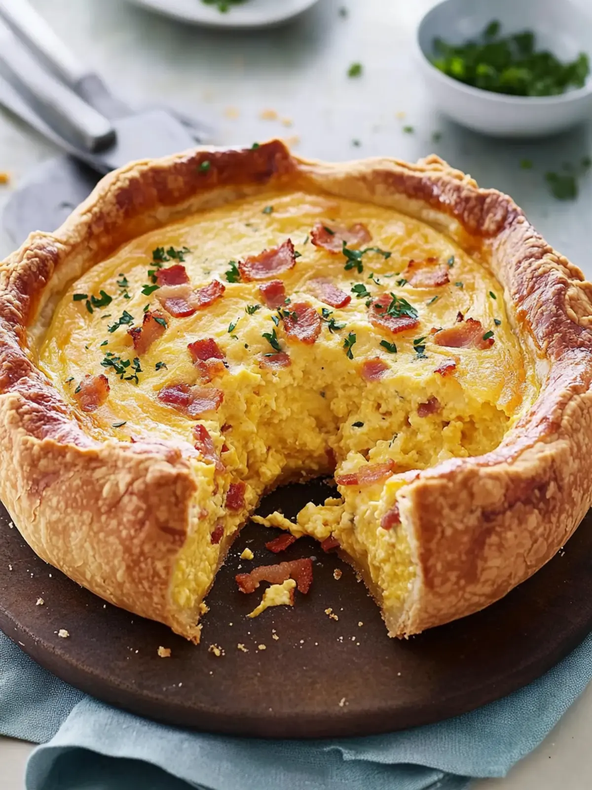 Cheese and Bacon Quiche in a Cob