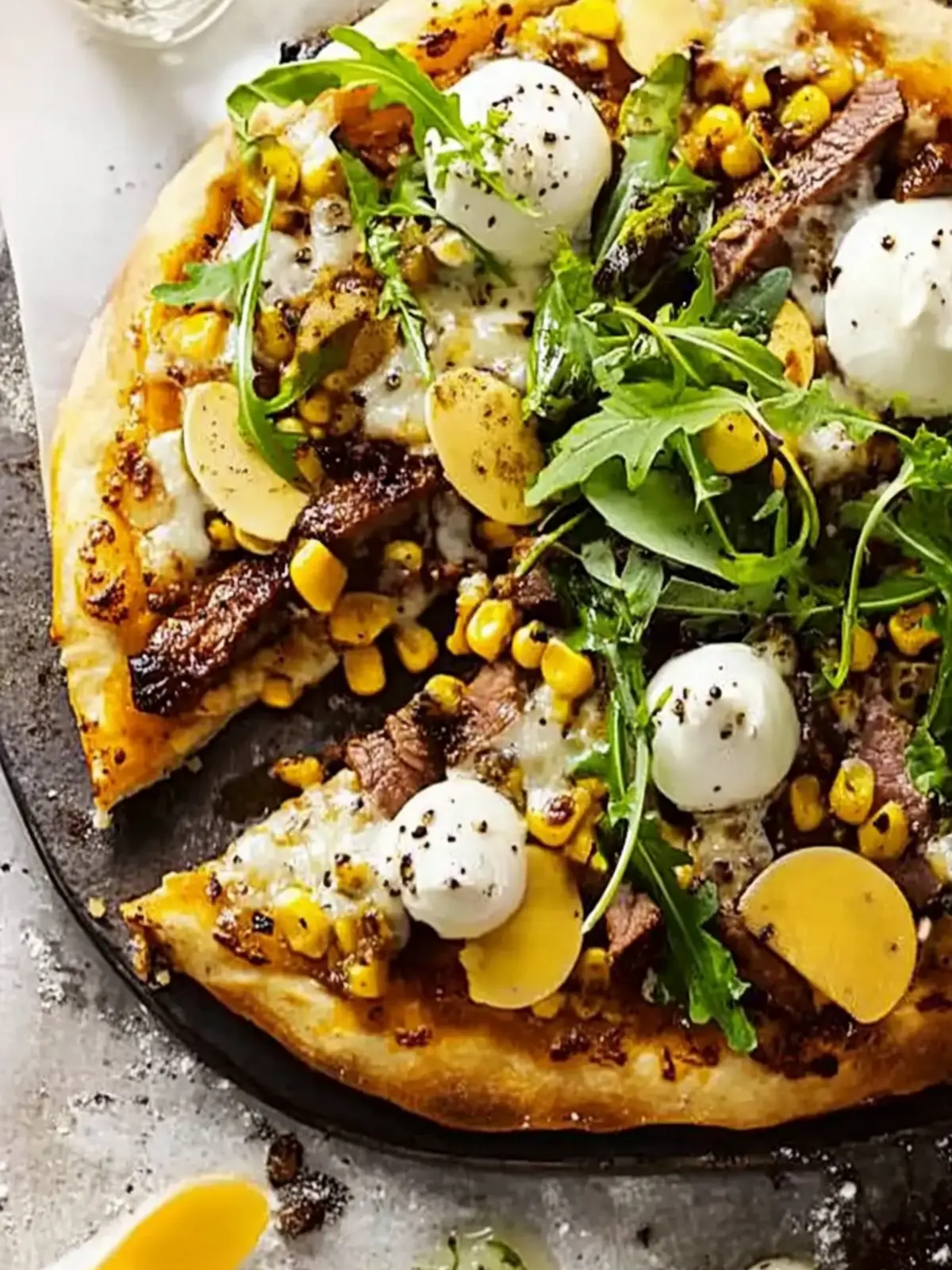 Beef Brisket Toasted Corn and Whole Grain Mustard Pizza